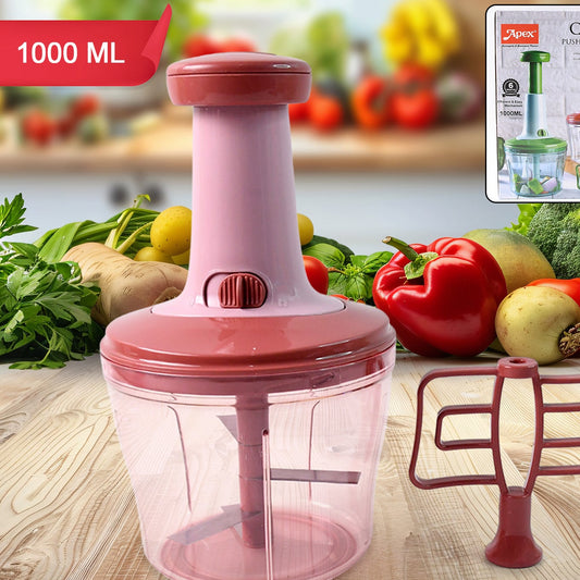 Apex  Quba Push Chopper With Stainless Steel Blades (1000ml) - Happy Price - Image 1