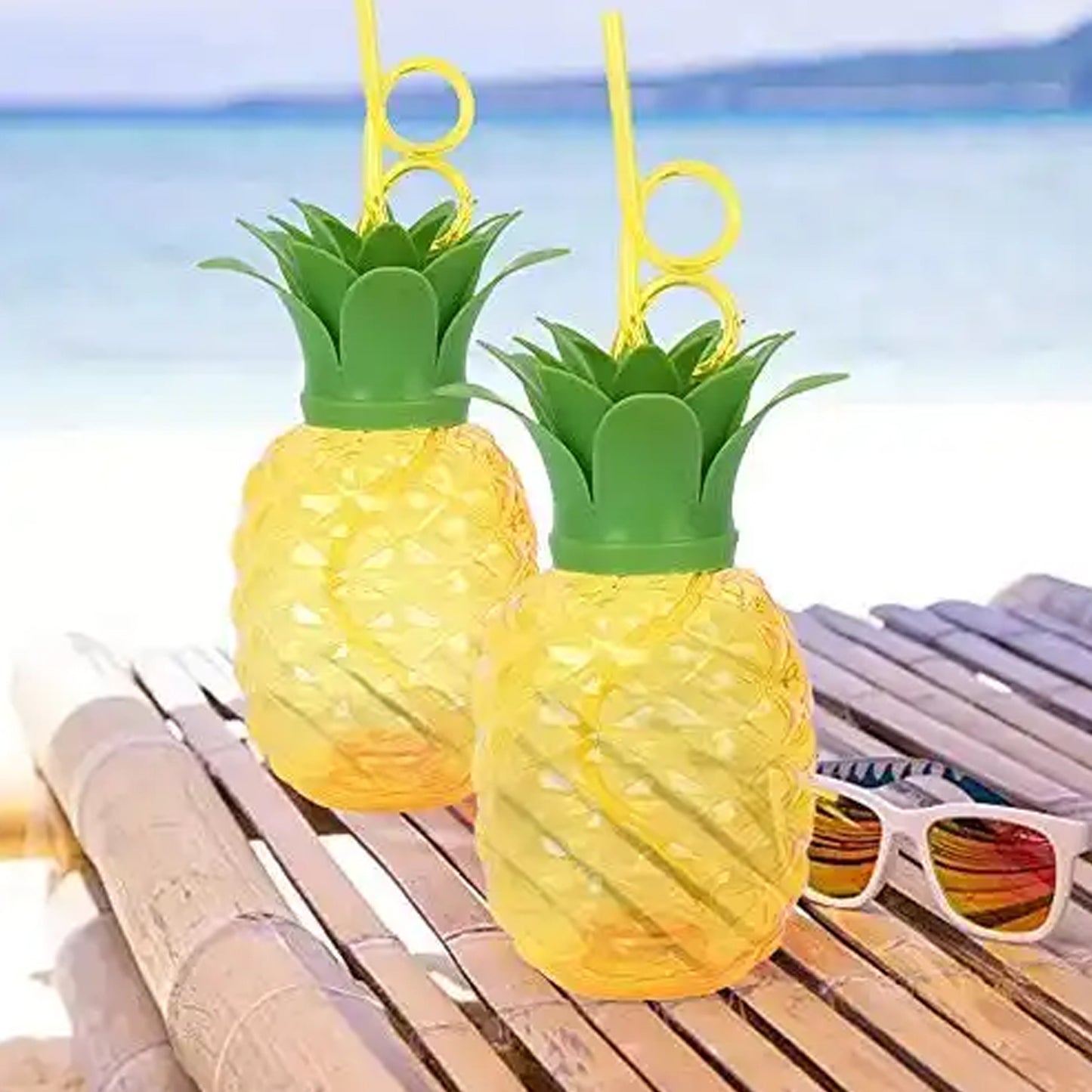Plastic Pineapple Cups With Straw Pineapple Party Favors Summer Hawaiian And Beach Party Decorations For Kids Adults With Brown Box(1 Pc) - Happy Price - Image 2