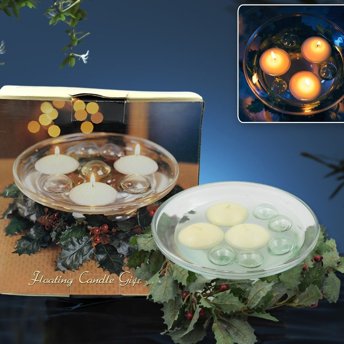 Glass Floating Candle Holder Set for Romantic Ambiance - 1 Pc - Great Price - Image 1