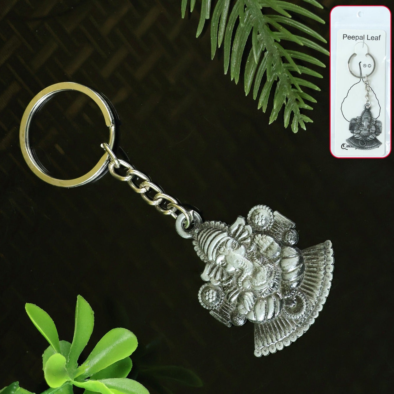 Lord Ganesha Sitting Design Metal Keychain (1 Pc) - Happy Price - Image 1