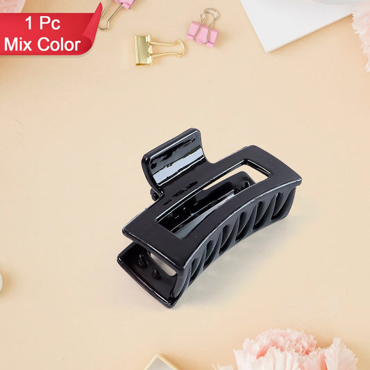 Matte Finish Rectangular Hair Claw Clip – Strong Grip, Assorted Colors - Happy Price - Image 1