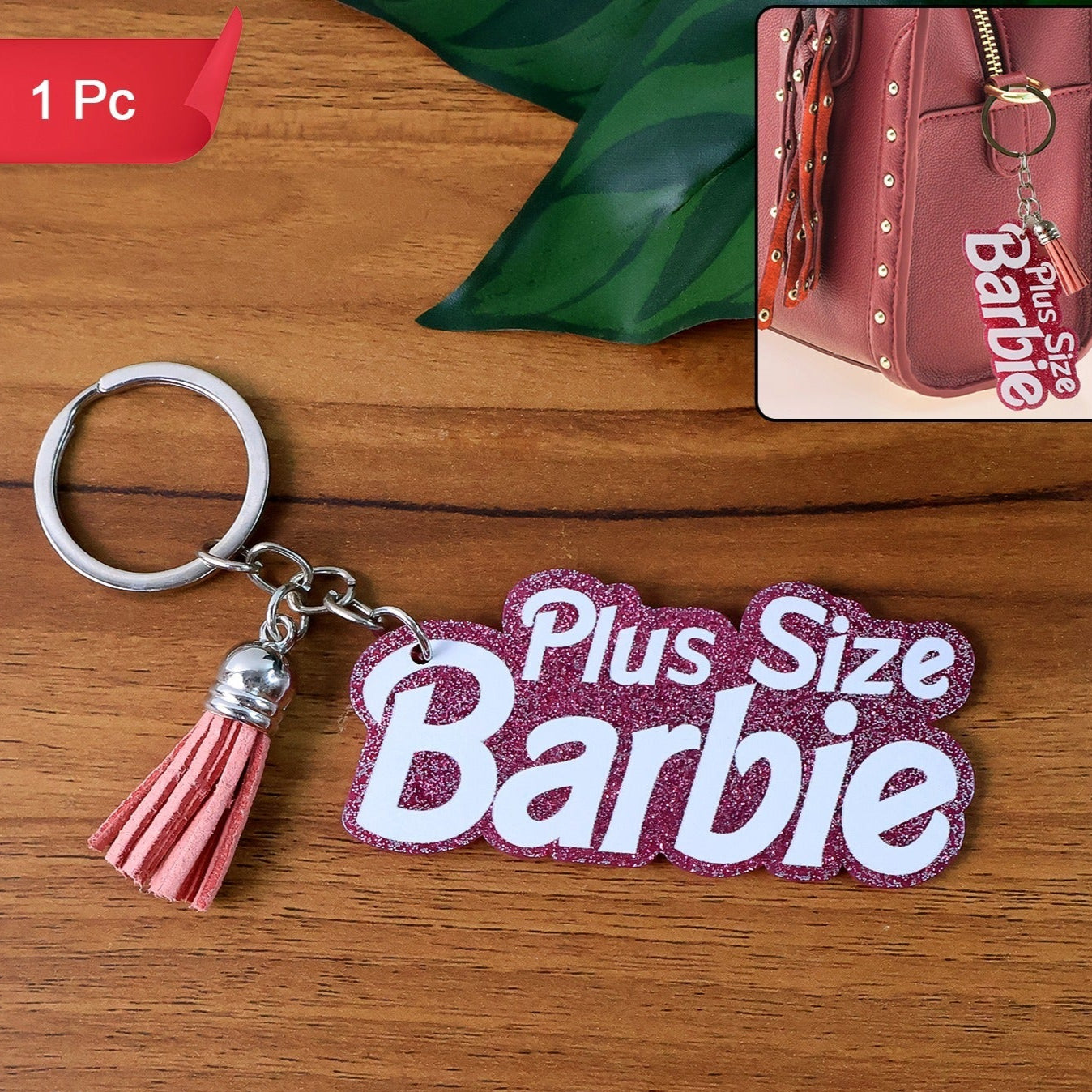 Text Keychain With Glitter Finish And Tassel Charm (1 Pc) - Happy Price - Image 1