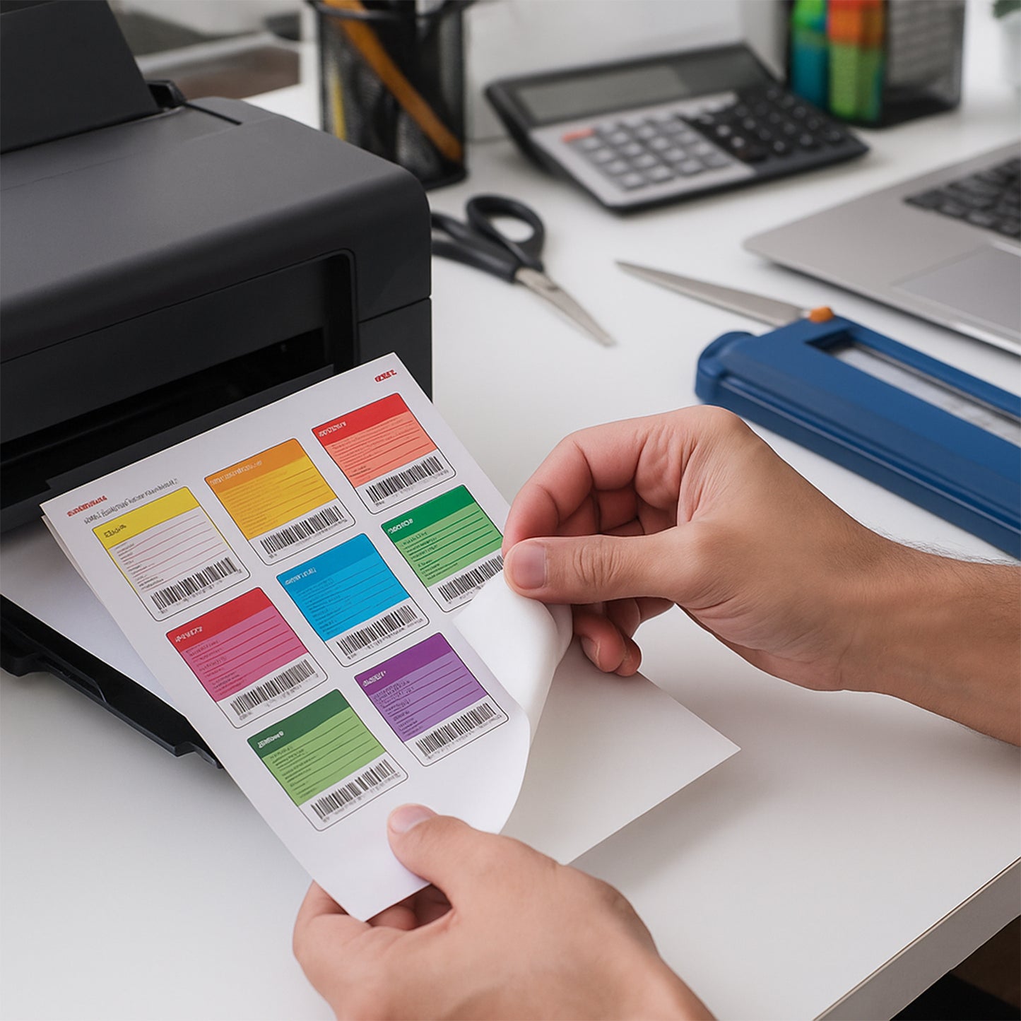 Oddy A4 Full Sheet Labels - 100 Sheets, Permanent Adhesive, Printer Compatible - Happy Price - Image 3