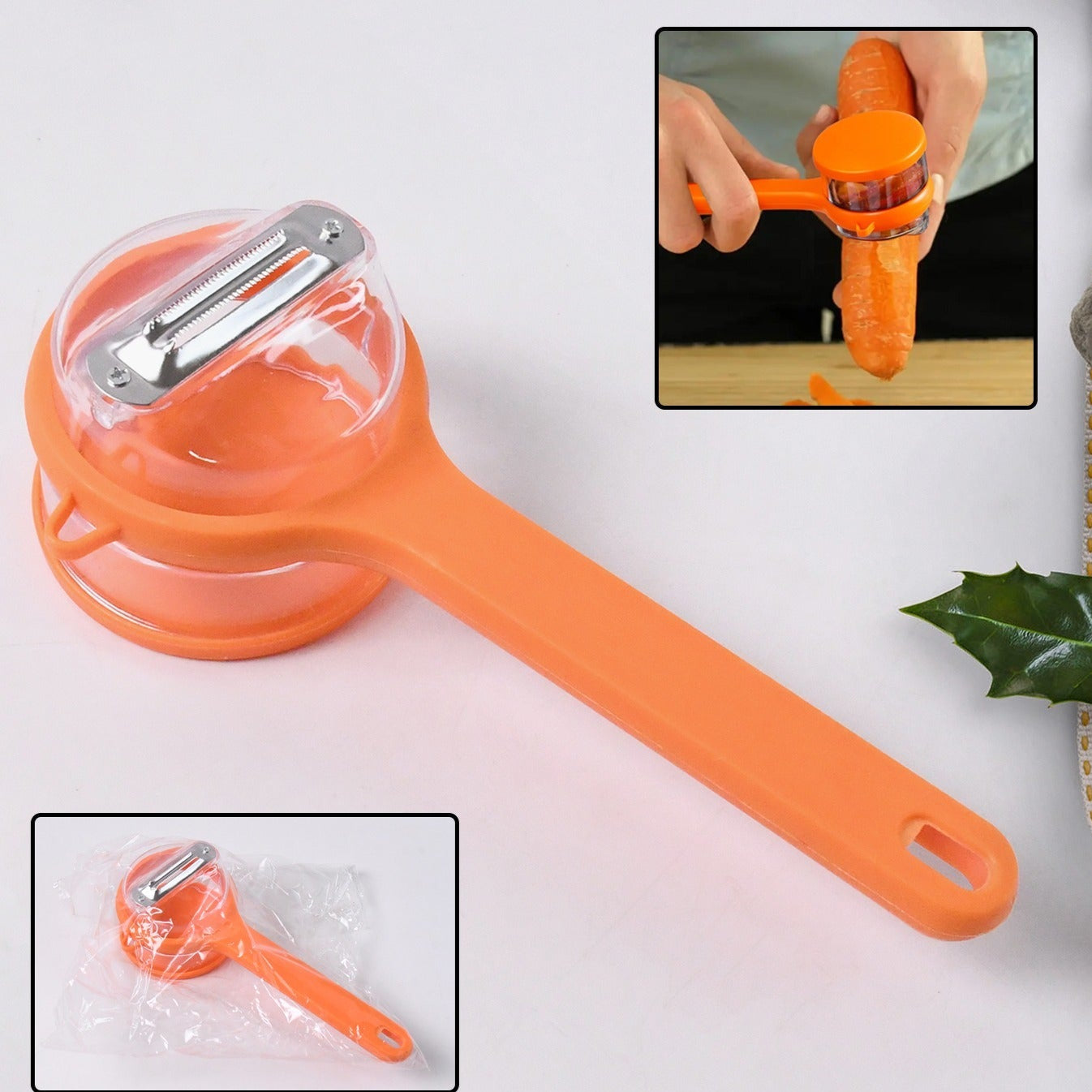 Stainless Steel Peeler With Container (1 Pc) - Happy Price - Image 1