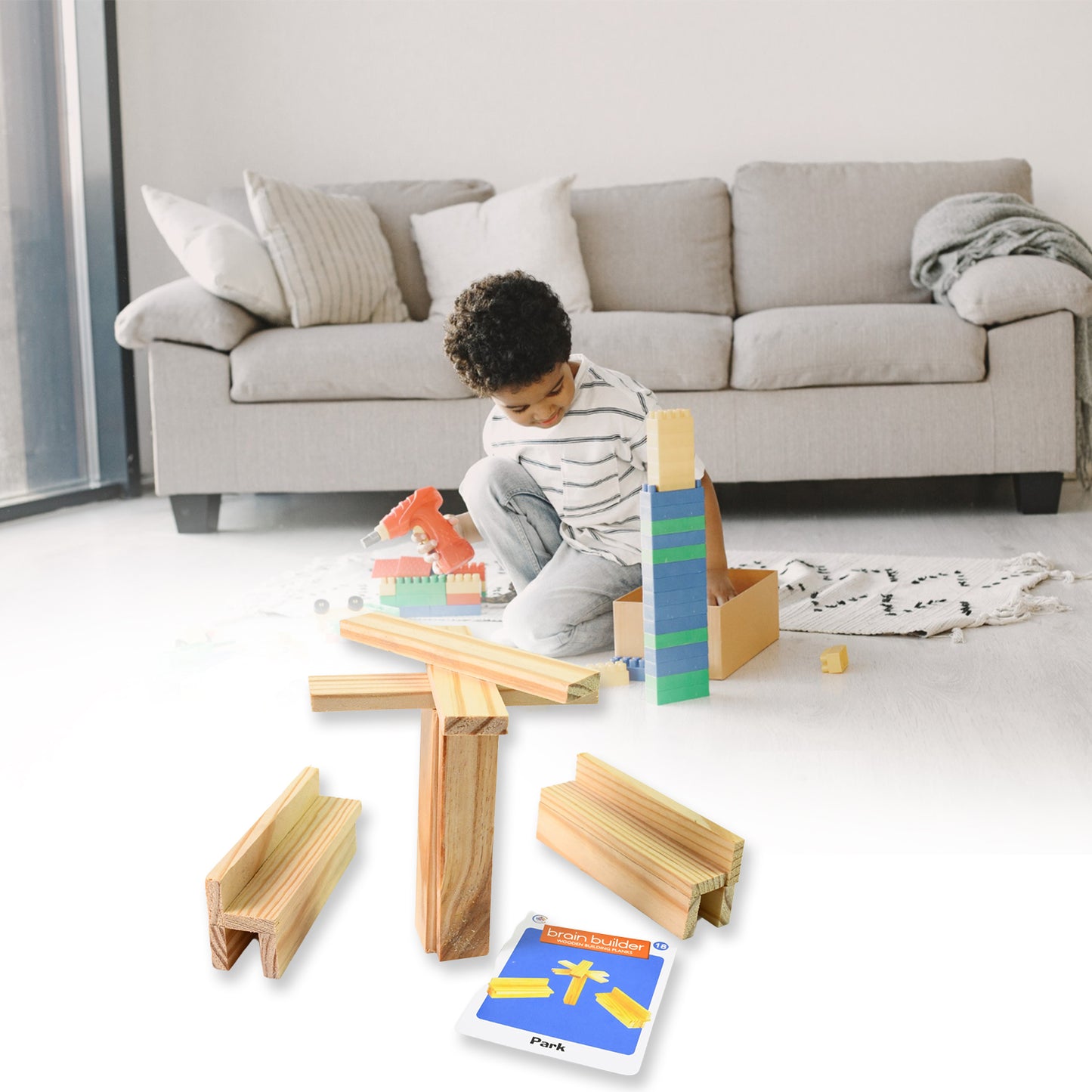 Wooden Pattern Brain Puzzles 20 Pcs Wooden Strips 40 Pattern Cards (1 Set) - Happy Price - Image 4