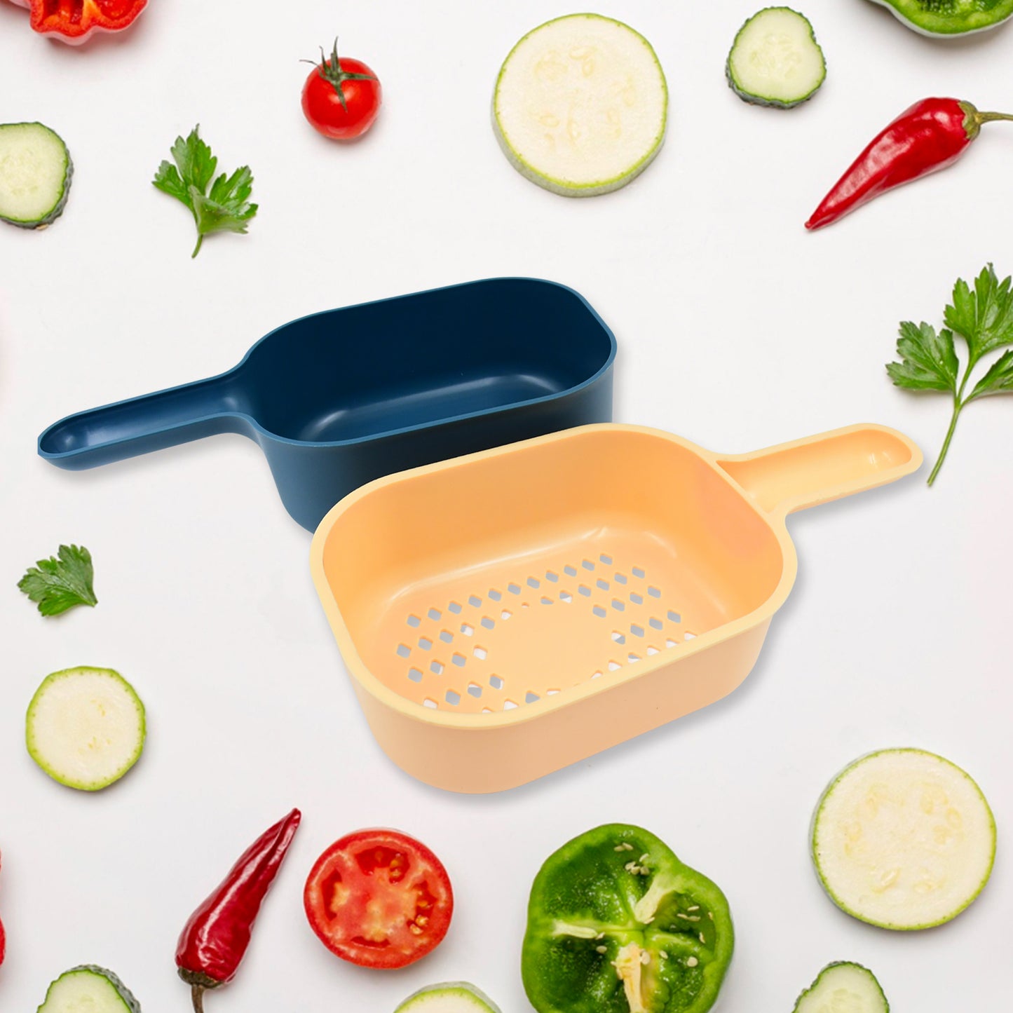 Vegetable Slicer Cutter - 6 Blades Kitchen Accessories Tools  Appliances With Container  Handle (1 Set) - Happy Price - Image 6