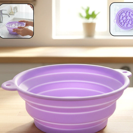 Multipurpose Folding Silicone Ice Bath Bowl with Built-In Tray - Happy Price - Image 1