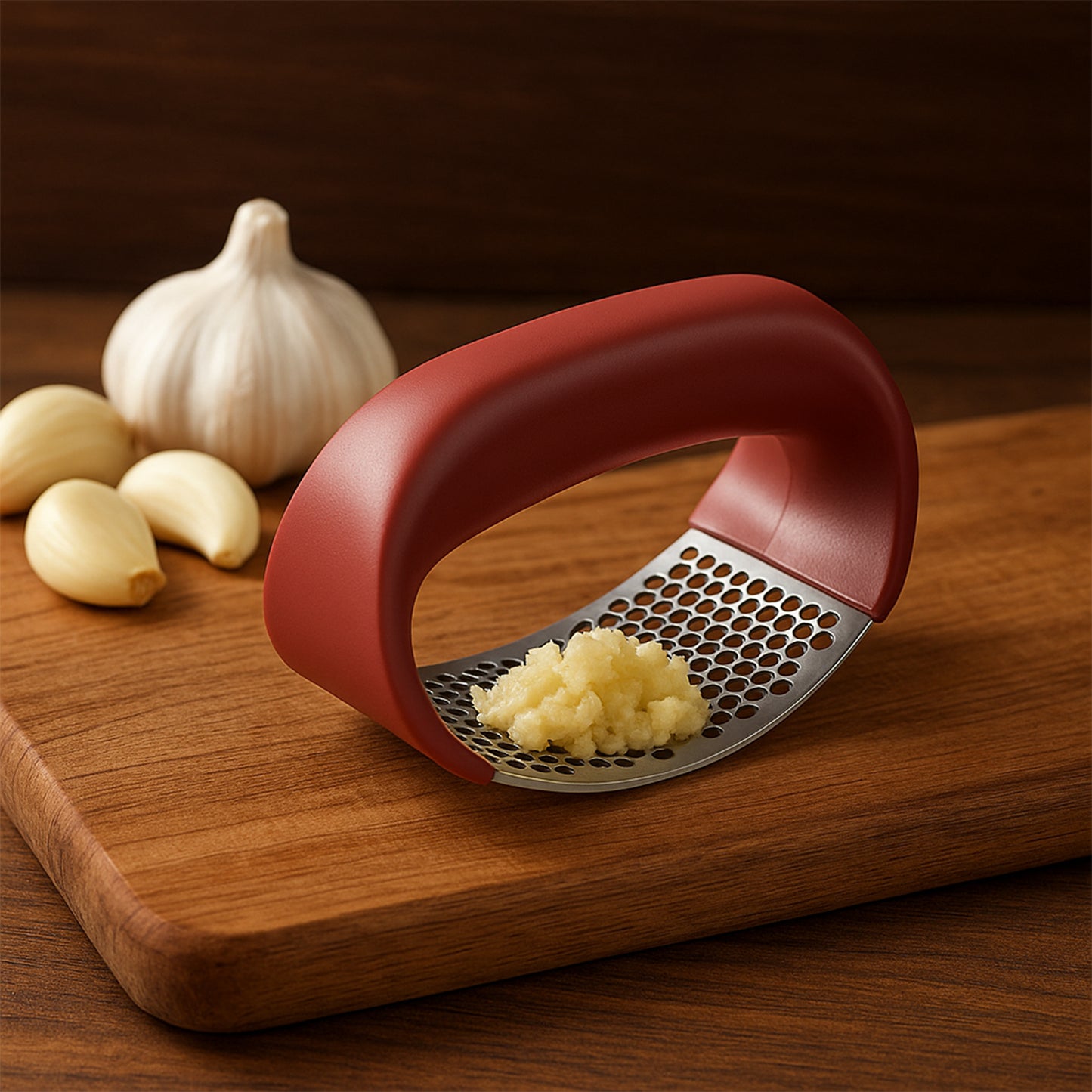 Premium Curve Garlic Press Crusher (1 Pc) - Stainless Steel Mincer - Happy Price - Image 7