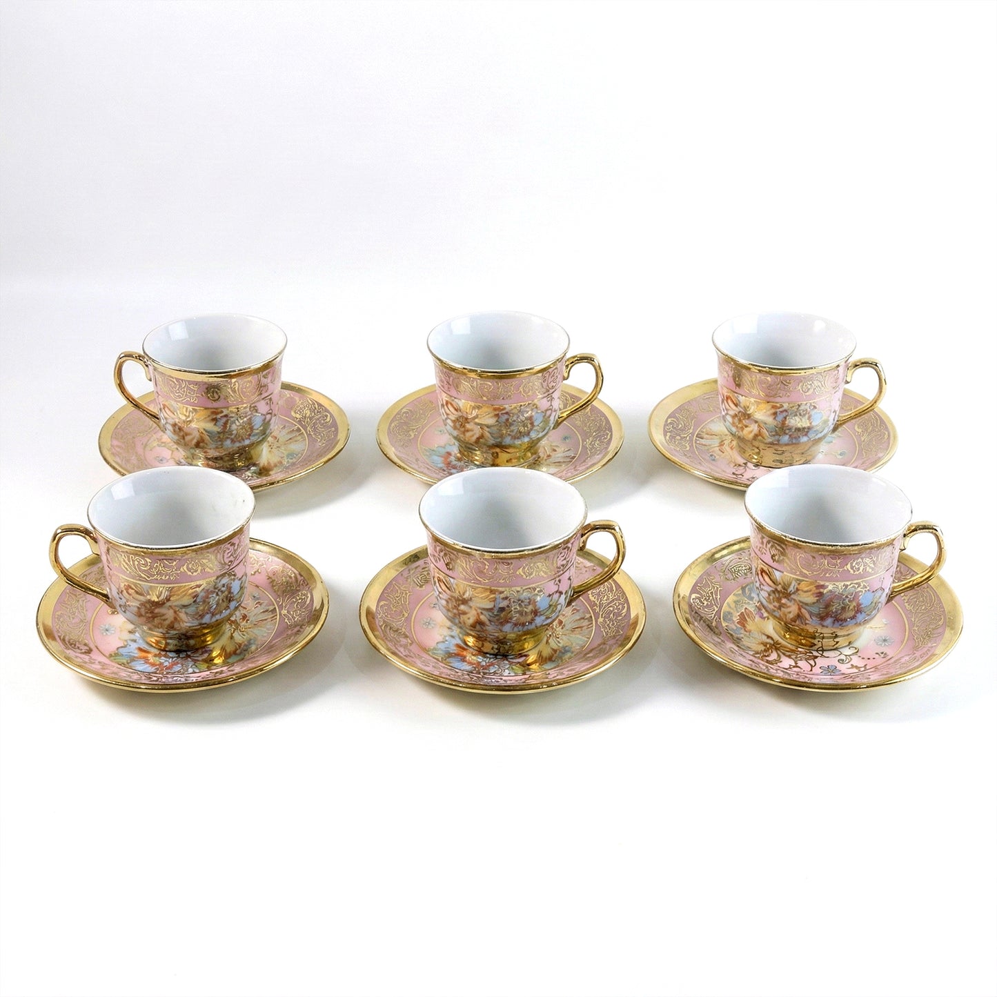 Elegant Floral Porcelain Tea Cup and Saucer Set - 12 Piece - Happy Price - Image 7