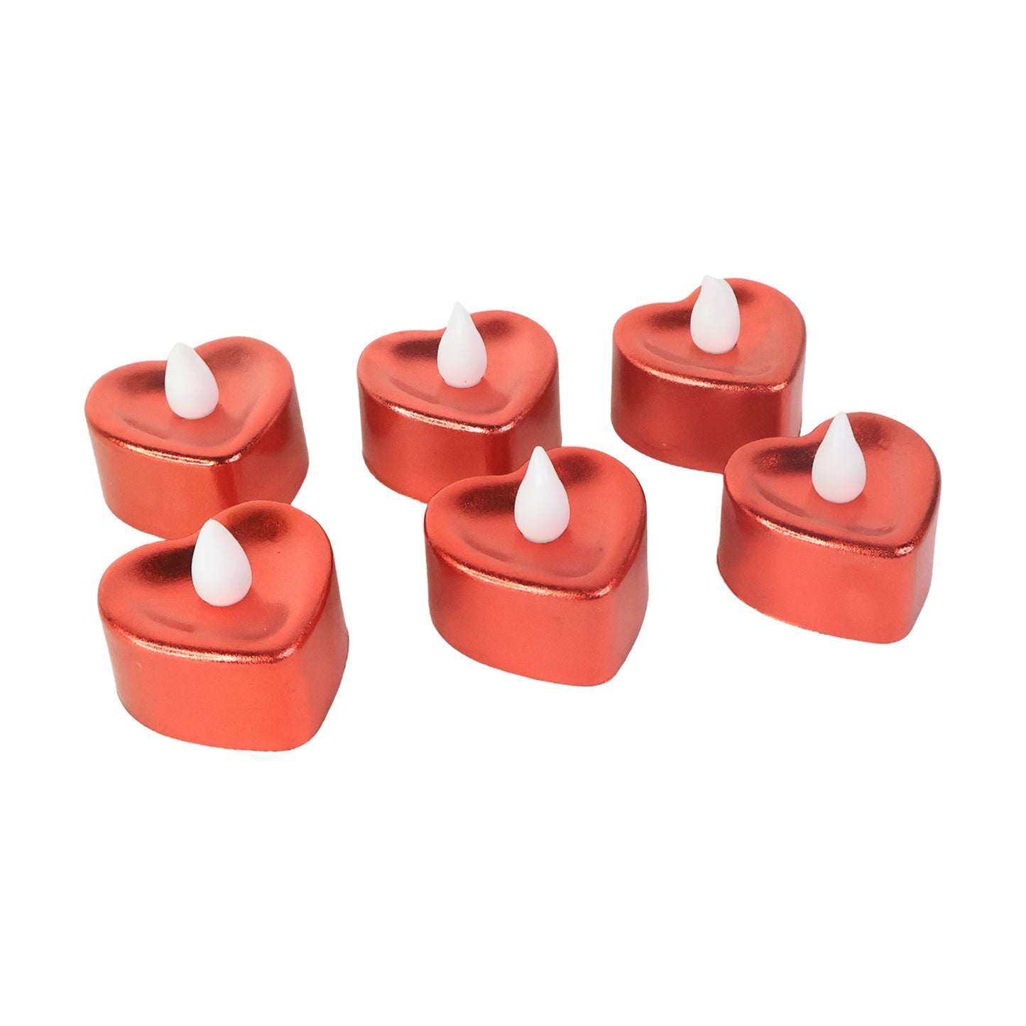 Heart Shape LED Flameless Candles - Set of 6
