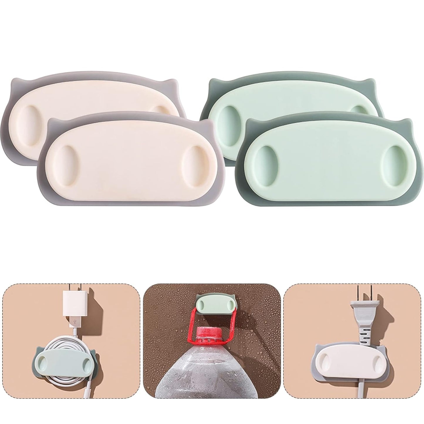 Pig Plug Wire Organizer Cable Holder Clips With Self-adhesive Pad (4 Pcs Set) - Happy Price - Image 2