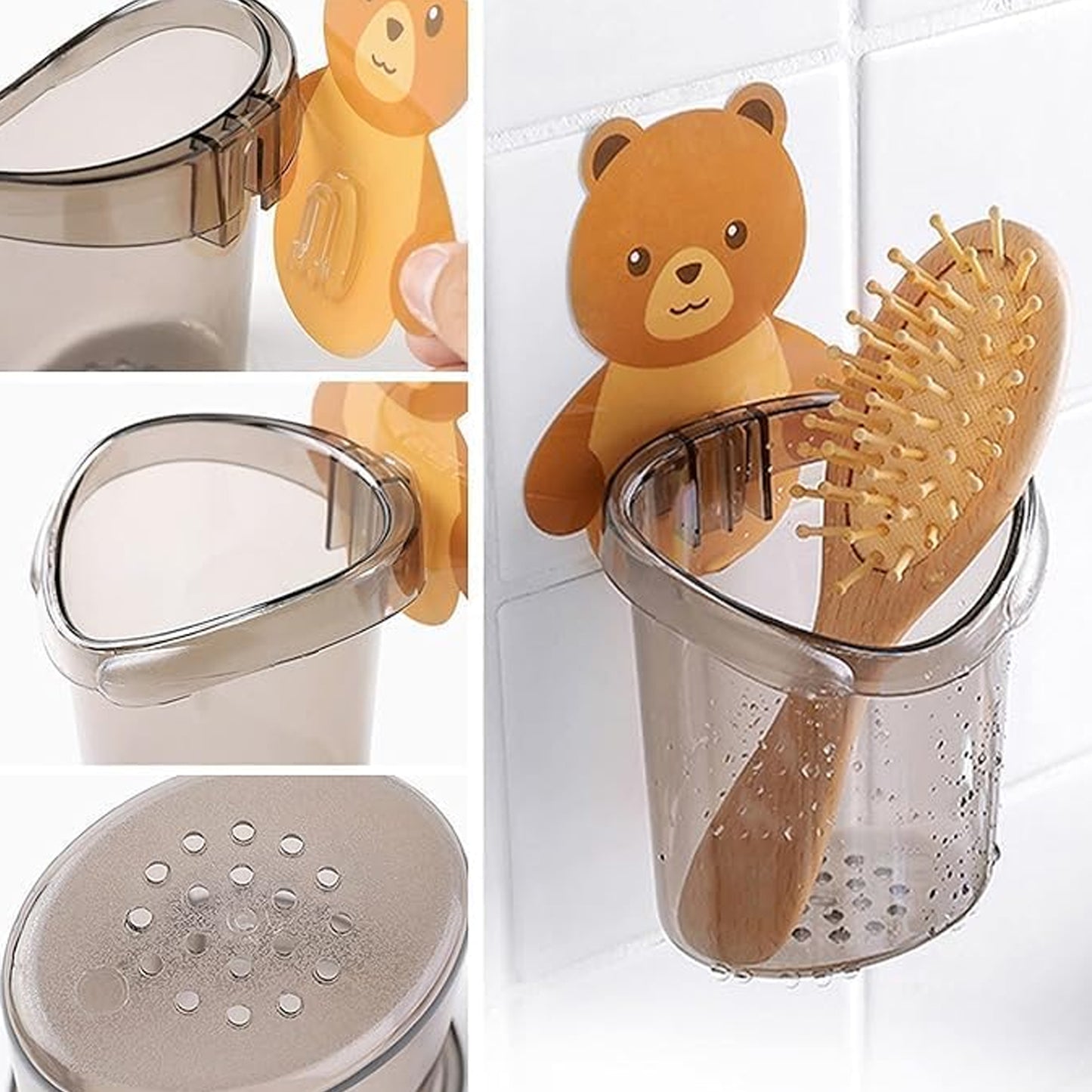Cute Teddy Bear Toothbrush Holder for Kids - 3 Pc Set - Happy Price - Image 6