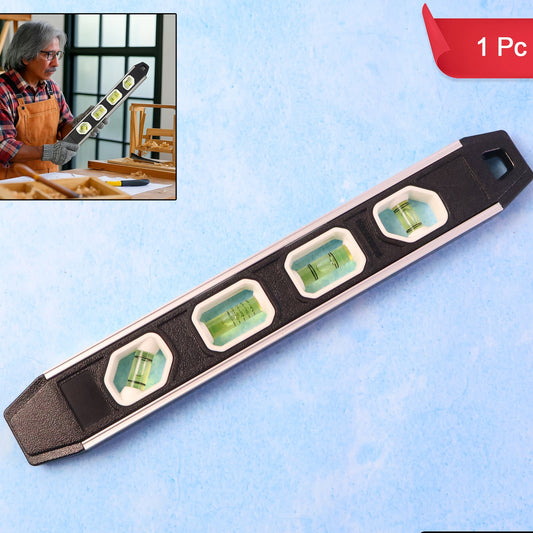 Durable Aluminum Spirit Level Tool - 3 Bubble Vials for Accurate Measurements (1 Pc) - Happy Price - Image 1