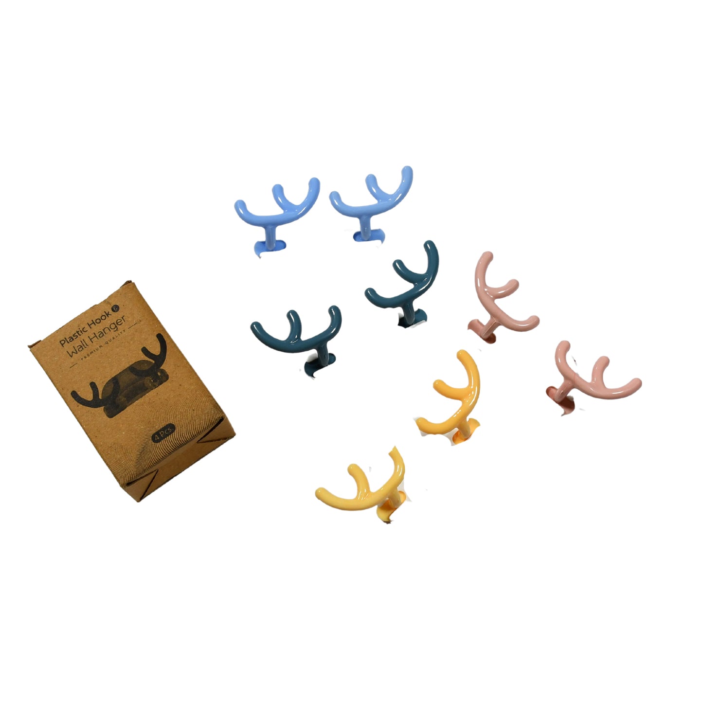 Plastic Wall Hanger Hook Wall Adhesive Hook Premium Quality Wall Hook (Pack Of 4pc) - Happy Price - Image 1