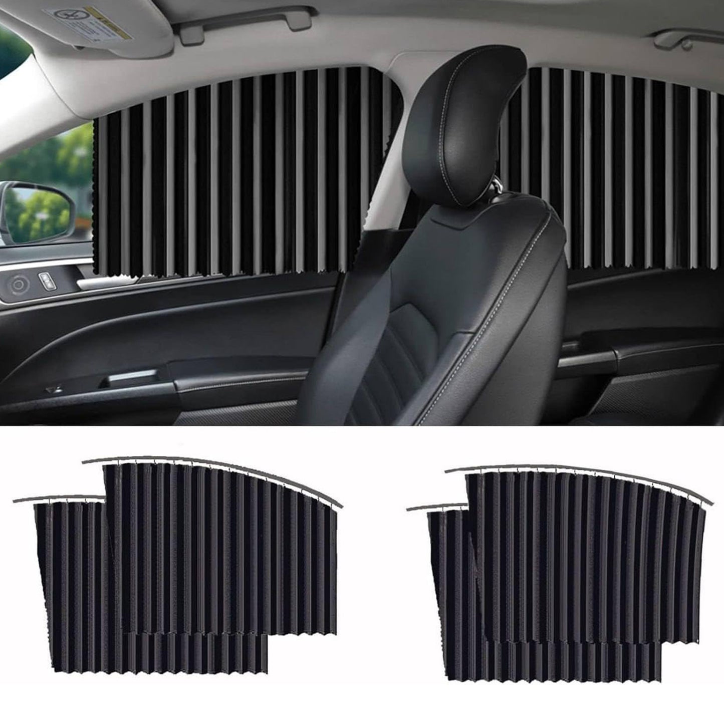 Curtain For Car Window  Heat  Sunshade Protection (4 Pcs With Curtain Hook  Adhesive Tap Set) - Happy Price - Image 4