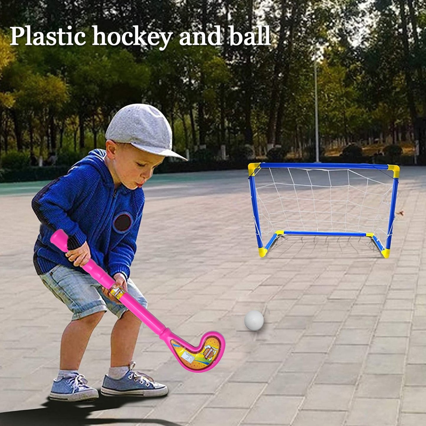 Combo Of Light Weight Plastic Bat Ball  Hockey For Kids Boys Indoor Outdoor Play - Happy Price - Image 4