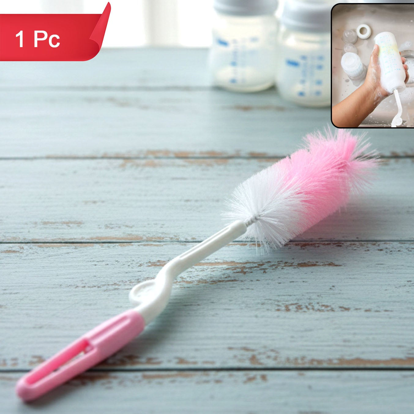 Bottle and Nipple Cleaning Brush with 360 Rotary Handle (1 Pc) - Happy Price - Image 1