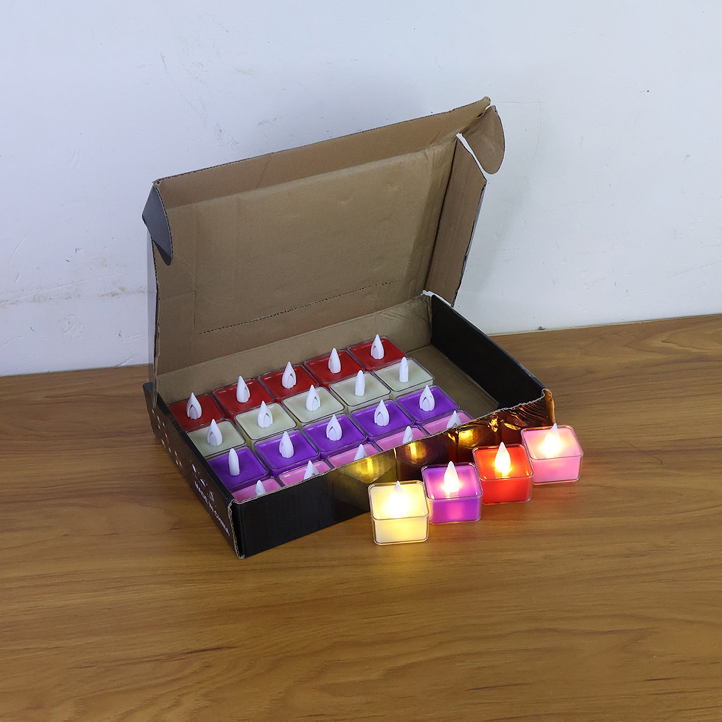 Set of 24 Multi-Color LED Tealight Candles with Flickering Flame Effect - Happy Price - Image 7
