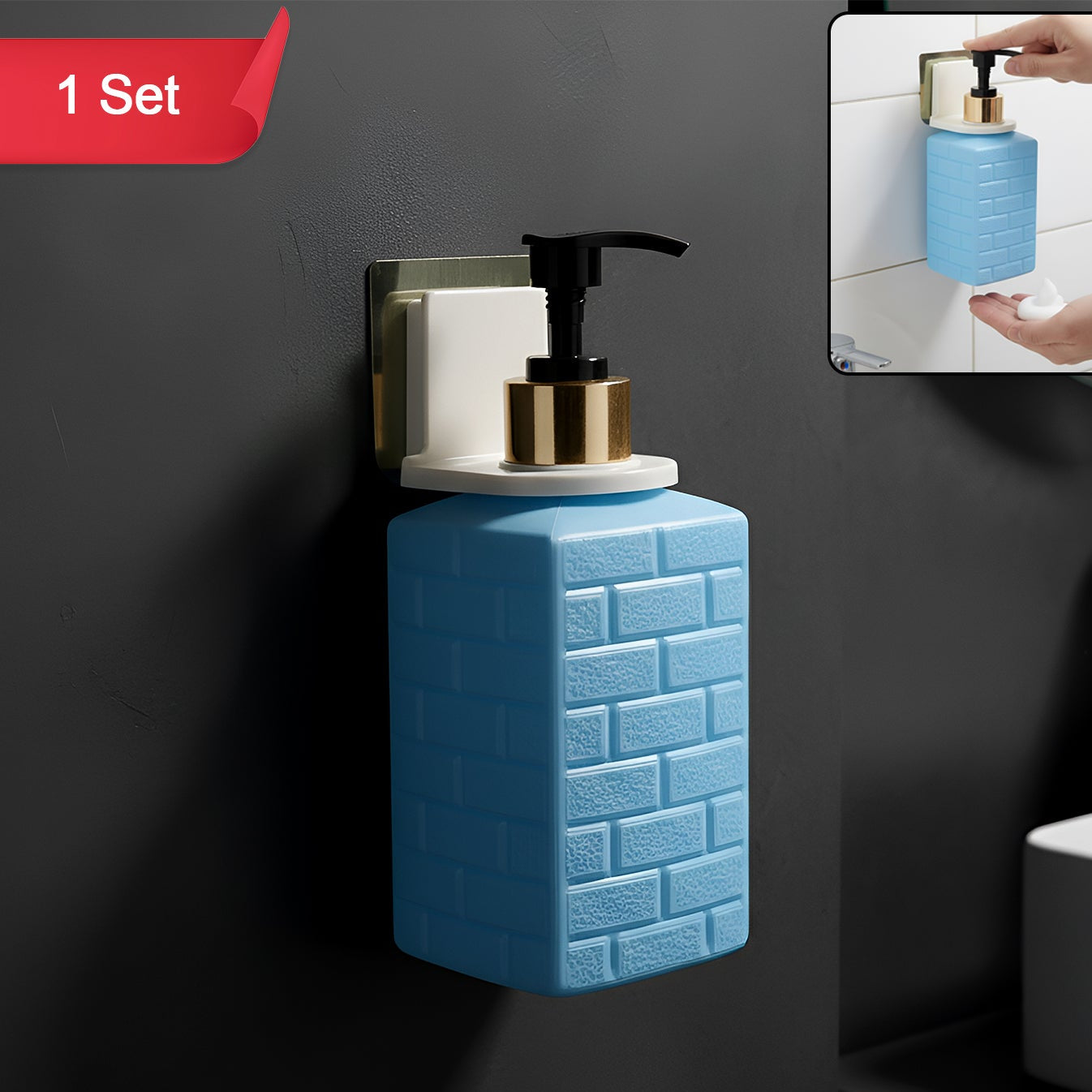 Wall-Mounted Liquid Soap Dispenser with Push Pump - 1 Set - Happy Price - Image 1