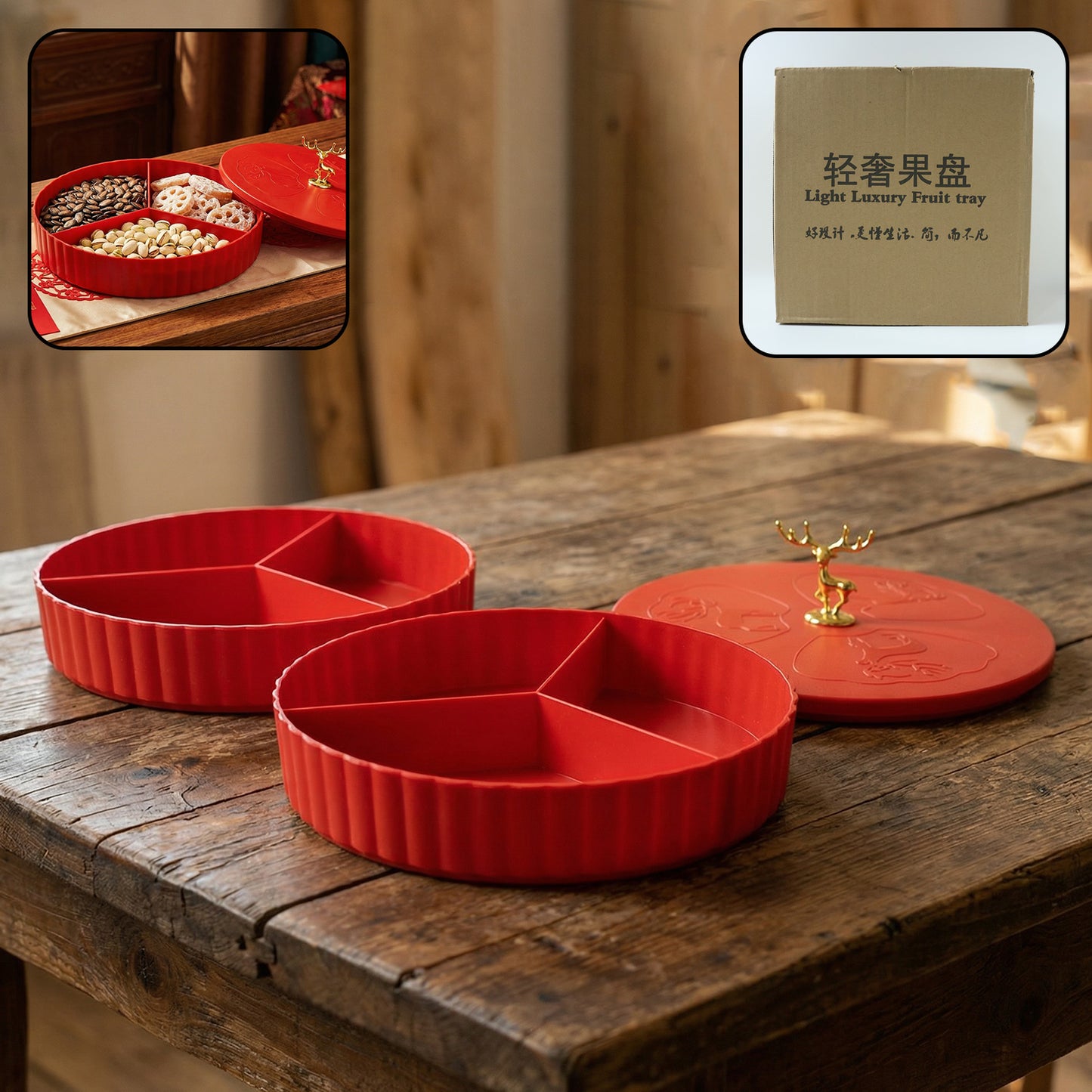 2 Tier Serving Tray with Lid for Dry Fruits & Snacks - 1 Pc - Happy Price - Image 2
