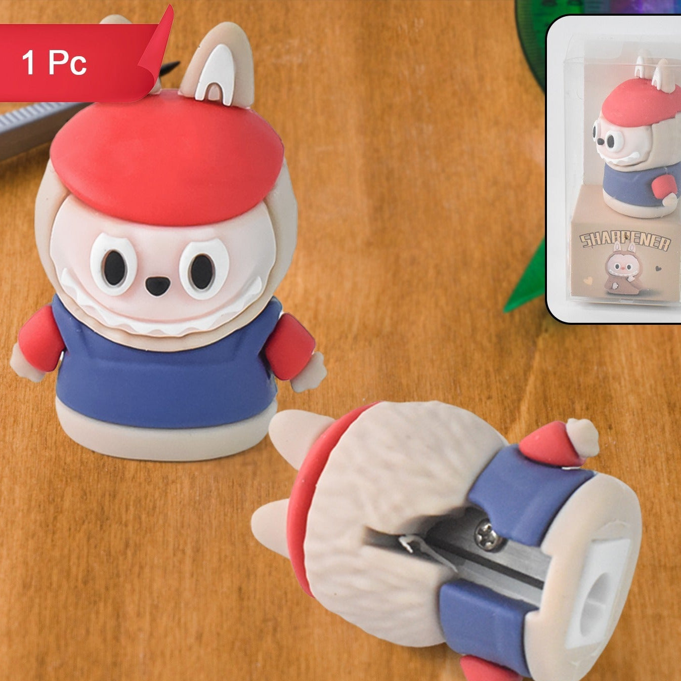 Cute Cartoon Pencil Sharpener with Eraser - 1 Pc Mix Design - Happy Price - Image 1