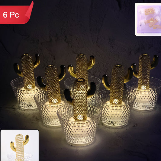 LED Flameless Cactus Candles - 6 Pcs Set, Warm White Glow - Happy Price - Image 1