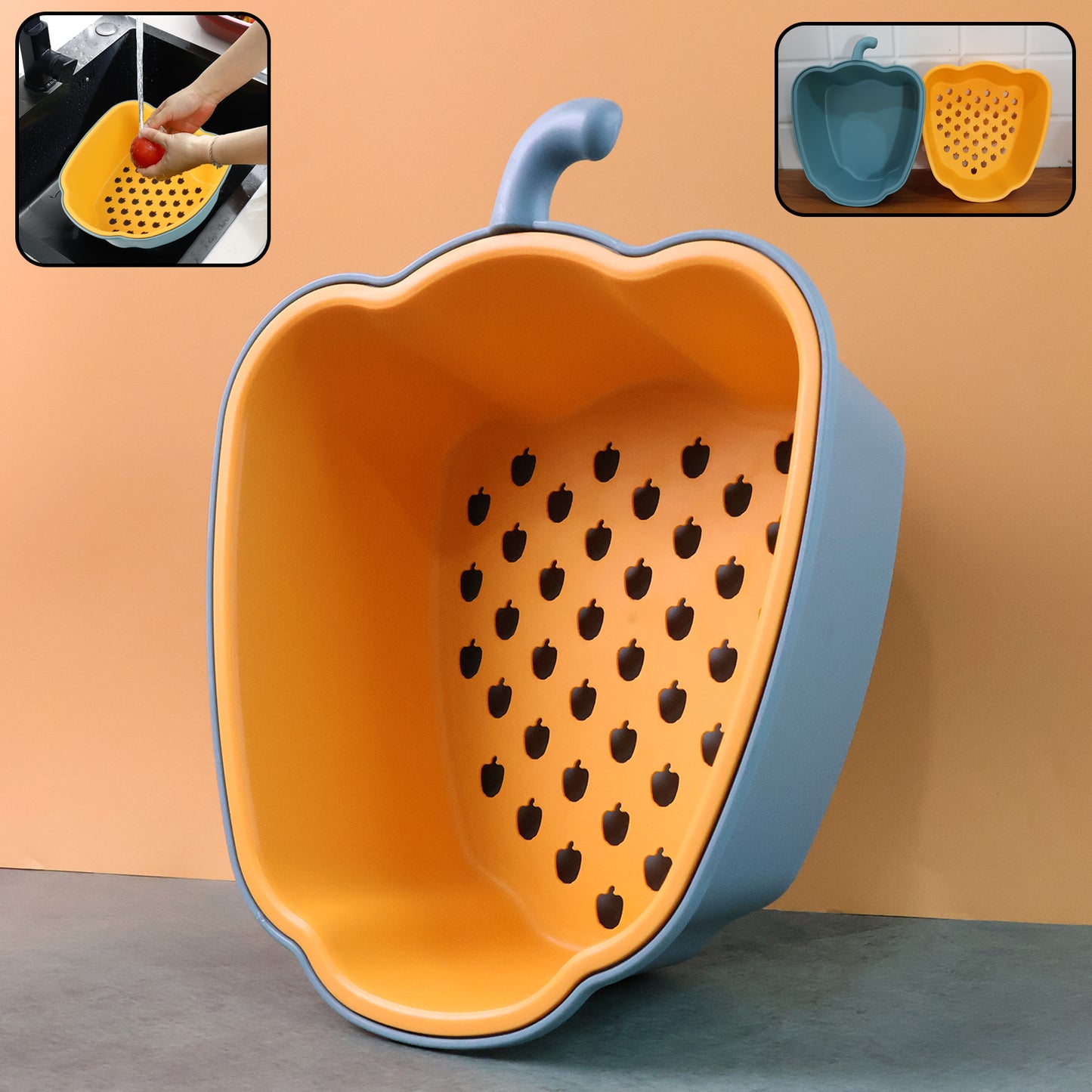 Pepper Shape 2-in-1 Washing Bowl & Colander Set (1 Pc) - Happy Price - Image 5