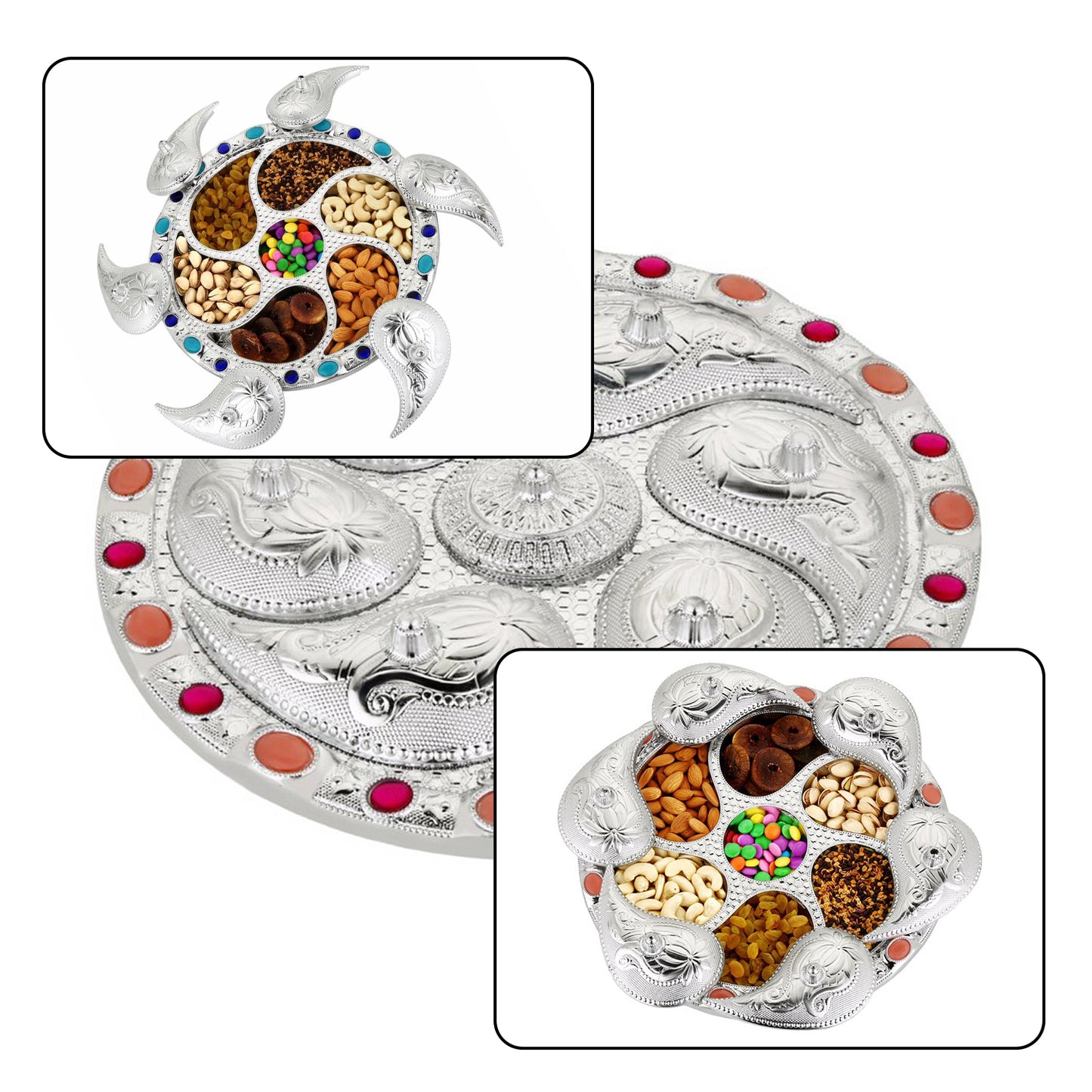Multipurpose 7 Compartment Dry Fruit Serving Rotating Tray  Candy Chocolate Snacks Storage Box Masala Box - Happy Price - Image 5