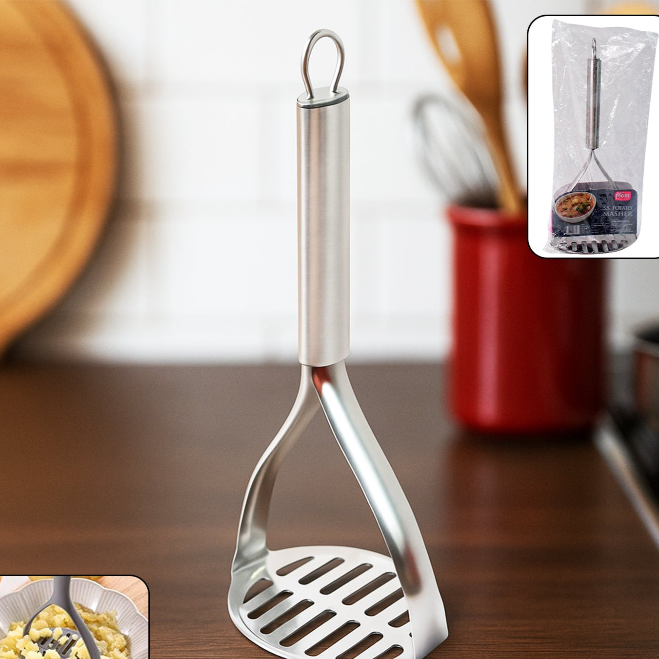 Stainless Steel Potato Masher with Ergonomic Handle (1 Pc) - Happy Price - Image 1