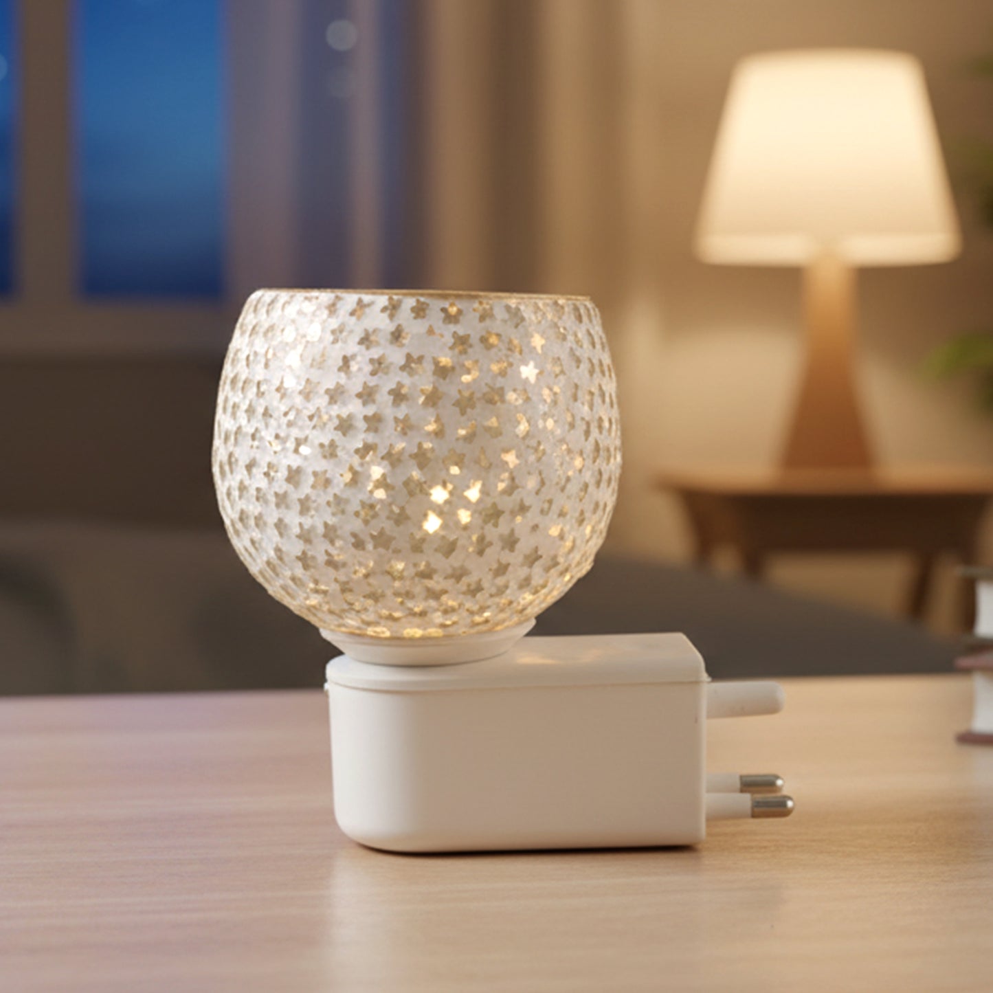 Glass Star Cut Aroma Diffuser Lamp - Plug-in Fragrance & Night Light (1 Pc) - Happy Price - Image 3