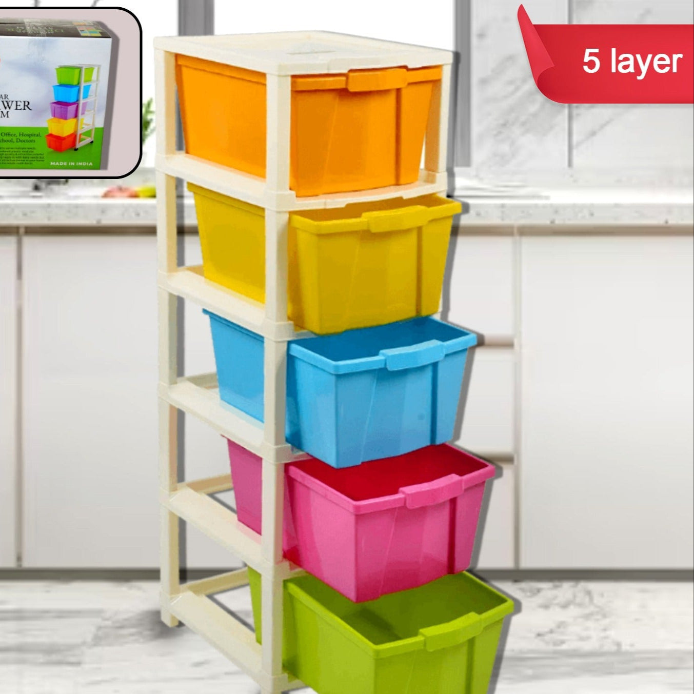 Multipurpose Modular Drawer Organizer Storage Box - 5 Layers - Happy Price - Image 1