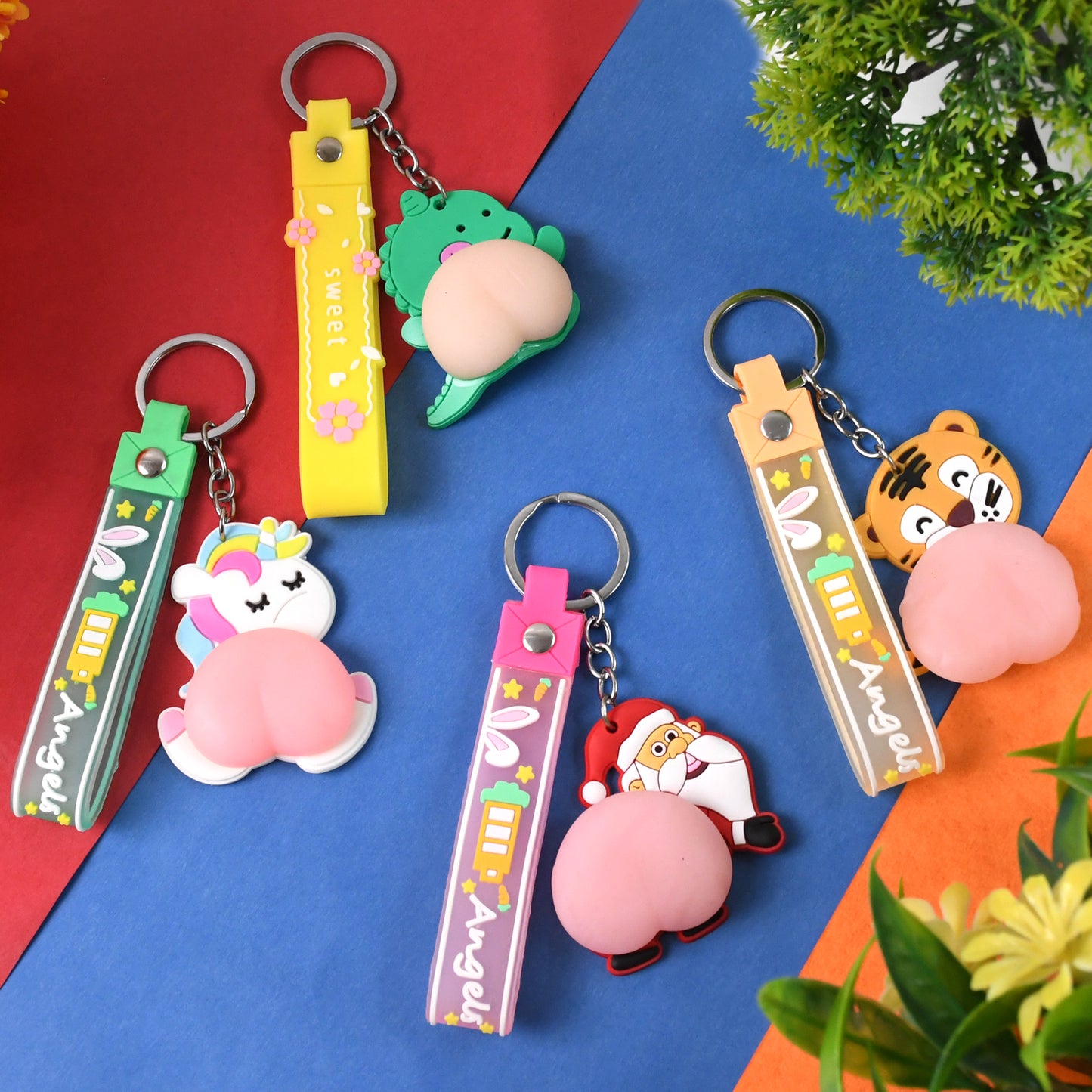 Silicone Keychain With Wrist Strap  Squeeze Toy (1 Pc Mix Design) - Happy Price - Image 2