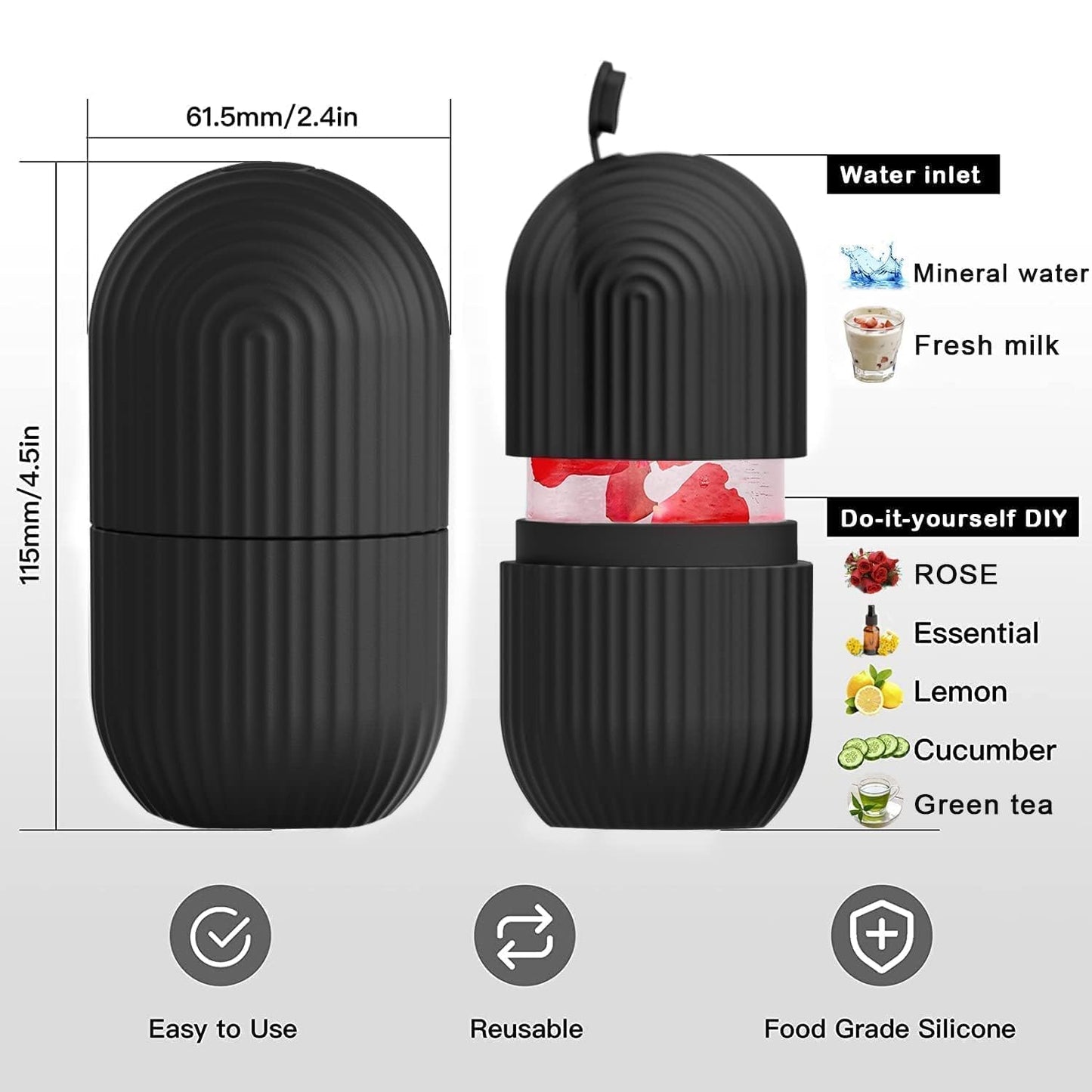 Face Ice Roller  Ice Roller For Face  Ice Roller For Face Massager  Face Ice Treatment Reduce Face Swelling And Under Eye Puffiness (Black) - Happy Price - Image 5