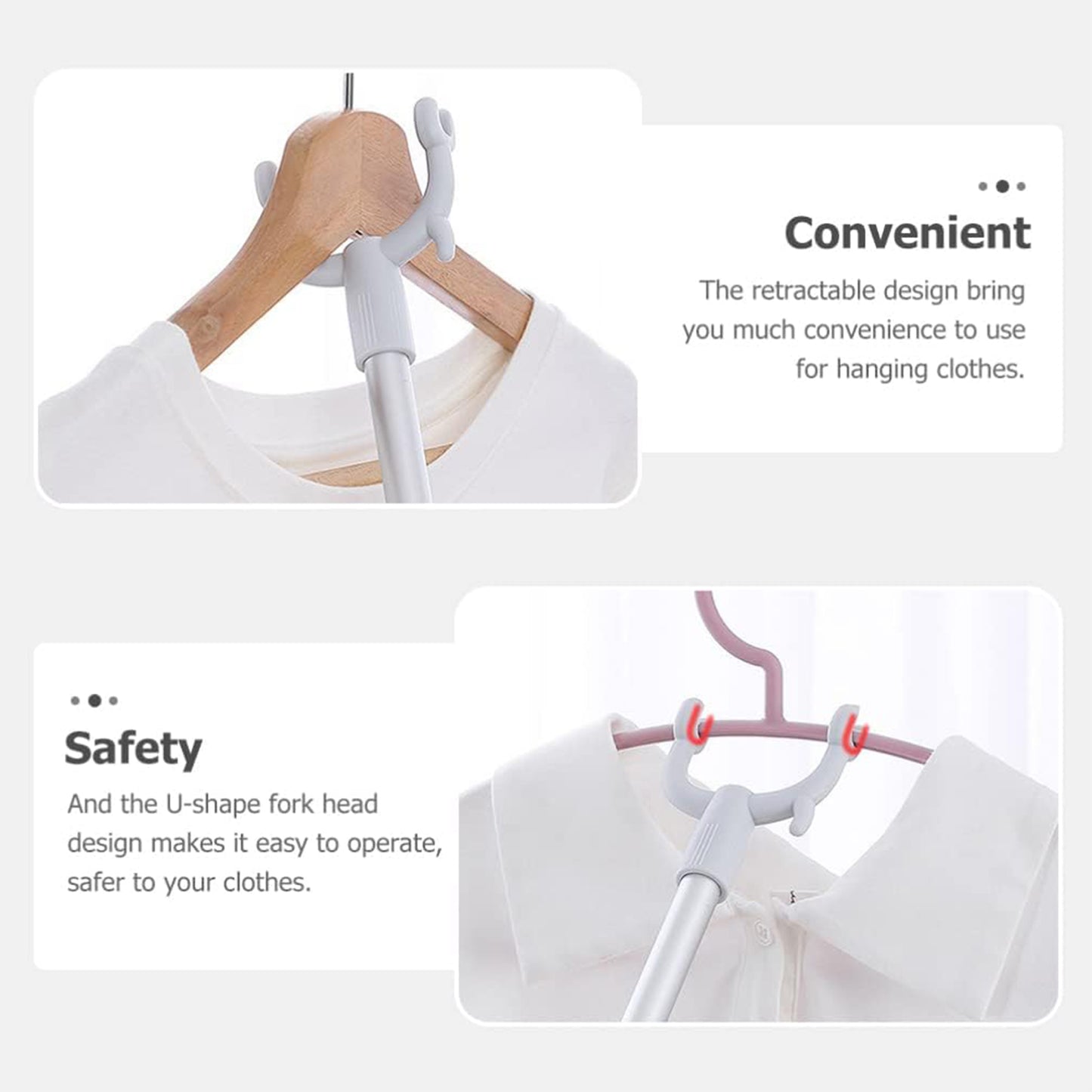 86 cm Long Reach Clothes Hook Rod for Wardrobes & High Hangers (1 Pc) - Happy Price - Image 4