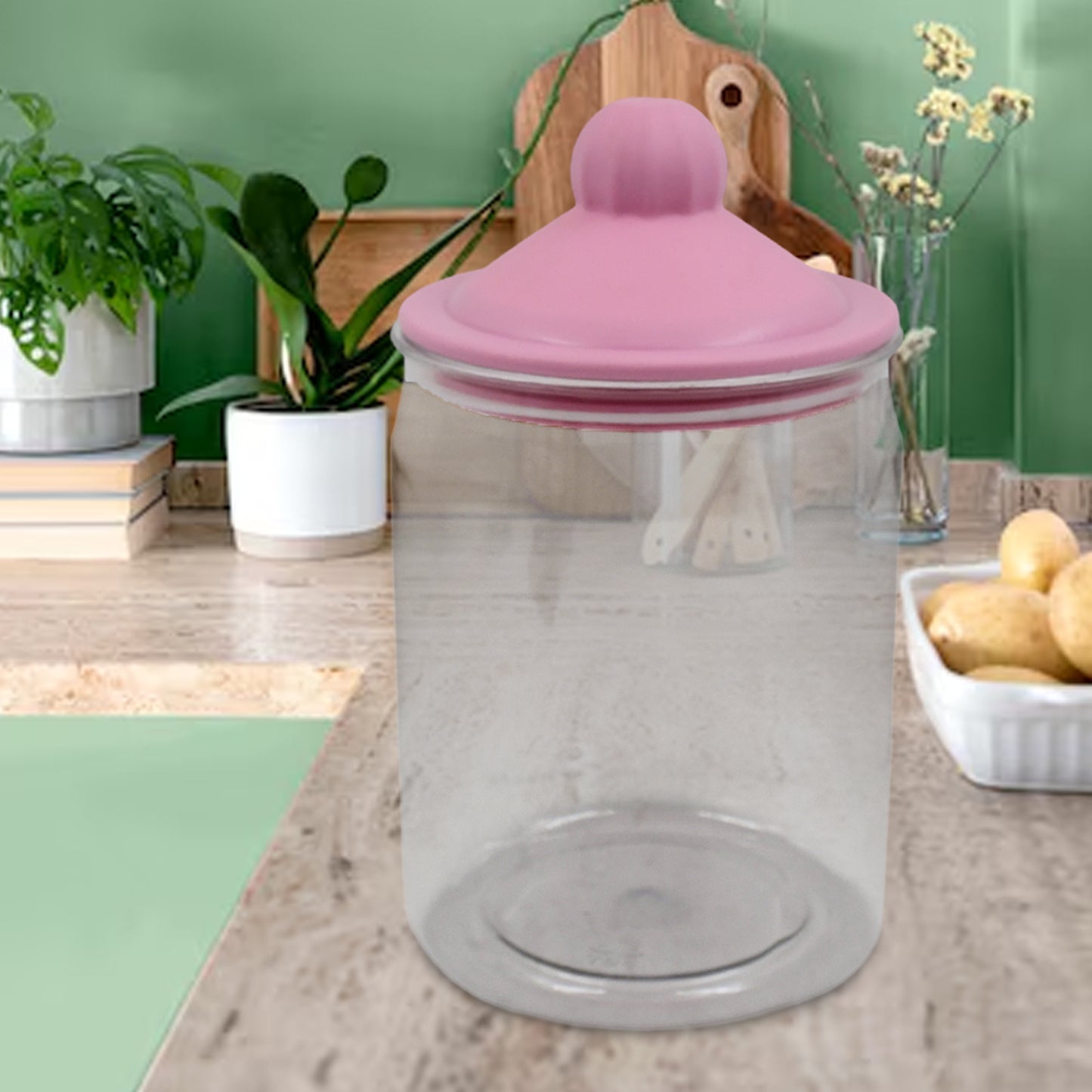 Transparent Kitchen Plastic Container Jar Set (2 Pcs Set  1100 Ml Approx) - Happy Price - Image 5