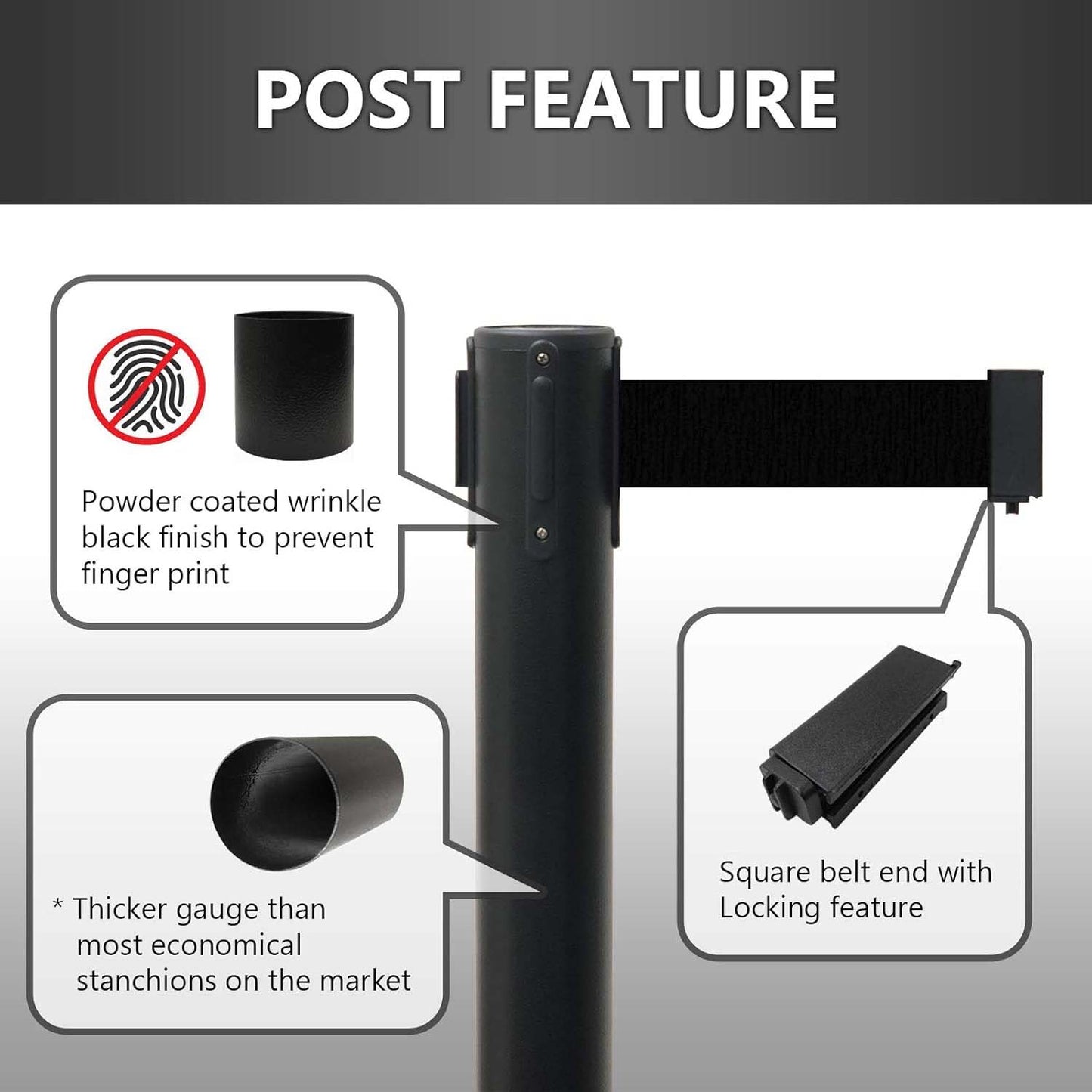 Heavy Duty Crowd Control Stanchion with Retractable Belt - 1 Pc - Happy Price - Image 4