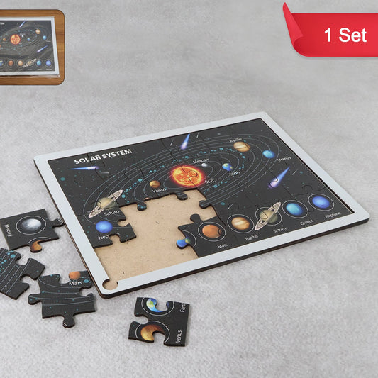 Wooden Solar System Puzzle for Kids - Educational Space Learning Toy (1 Set) - Happy Price - Image 1