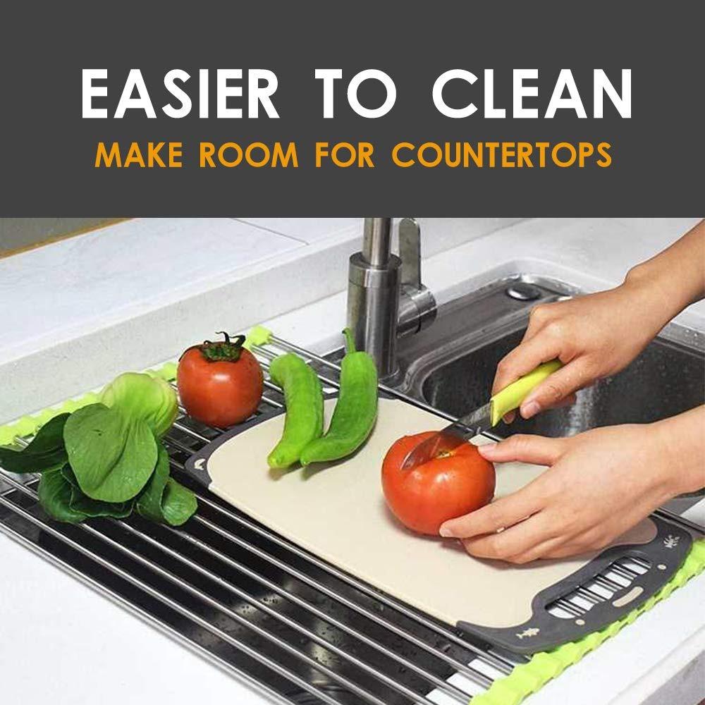 Roll-Up Dish Drying Rack for Kitchen Sink - Stainless Steel & Silicone - Happy Price - Image 2