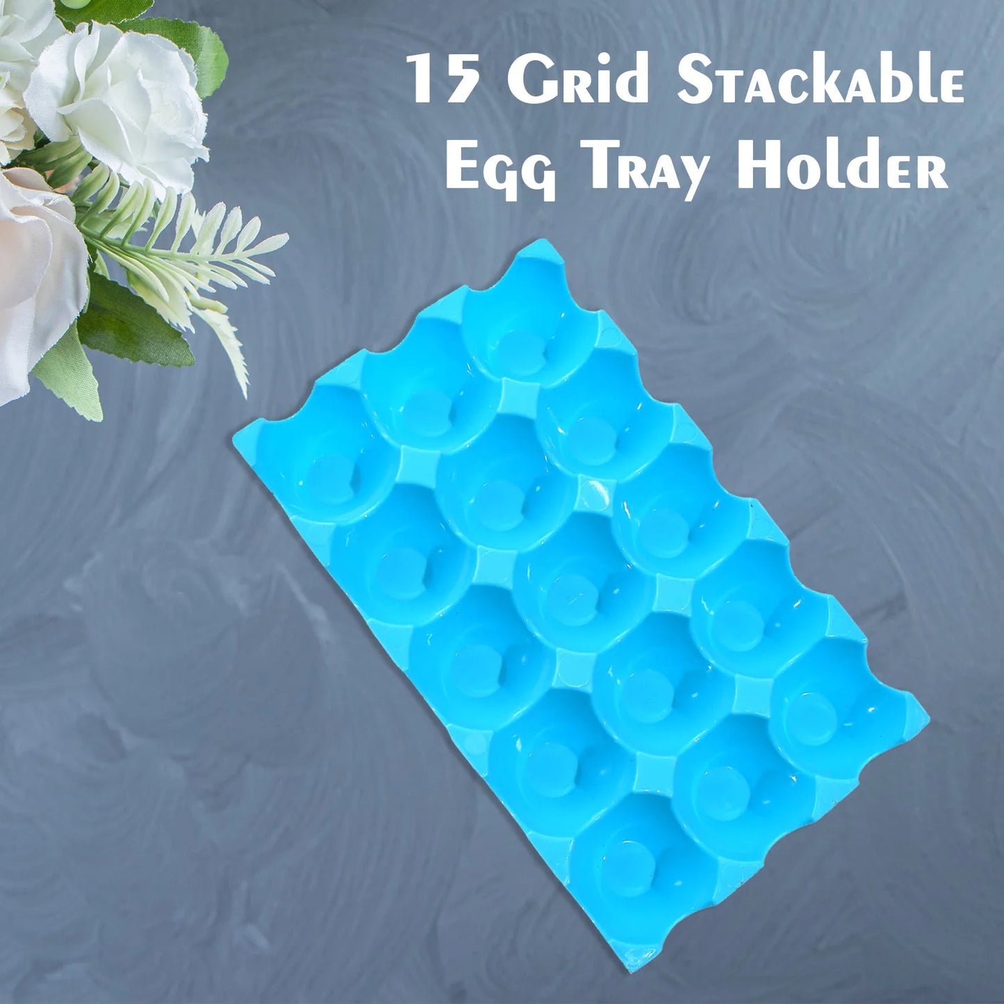 15 Cavity Plastic Egg Tray Egg Trays For Storage With 15 Eggs Holder (4 Pc Set) - Happy Price - Image 3