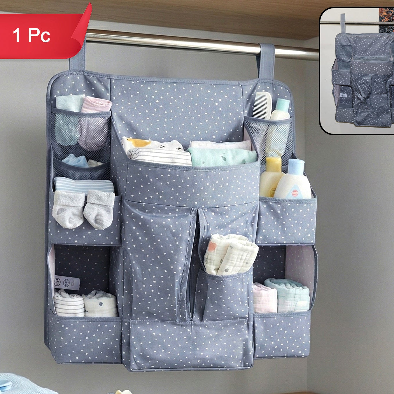 Multi-Pocket Hanging Baby Organizer (1 Pc) for Nursery Essentials - Happy Price - Image 1