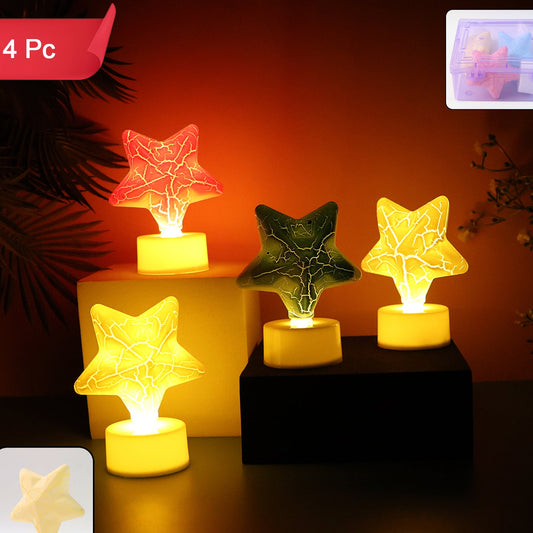 Set of 4 Star Shape Decorative LED Tealight Candles - Flameless & Battery Operated - Happy Price - Image 1