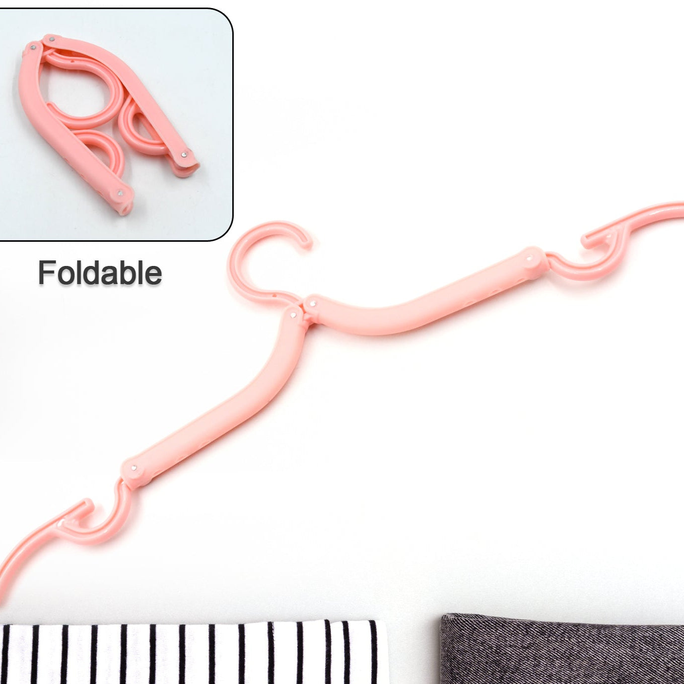 Travel Hangers With Clips Portable Folding Clothes Hangers For Scarves Suits Trousers Pants Shirts Socks Underwear Travel Home Foldable Clothes Drying Rack - Happy Price - Image 1