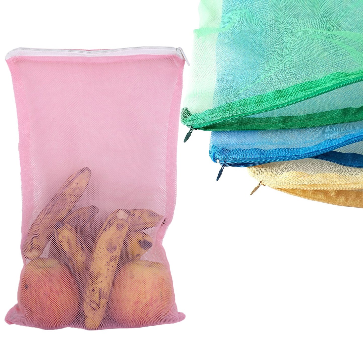 Fridge Bags For Fruits And Vegetables With Zip Net (Multicolour) - Happy Price - Image 3