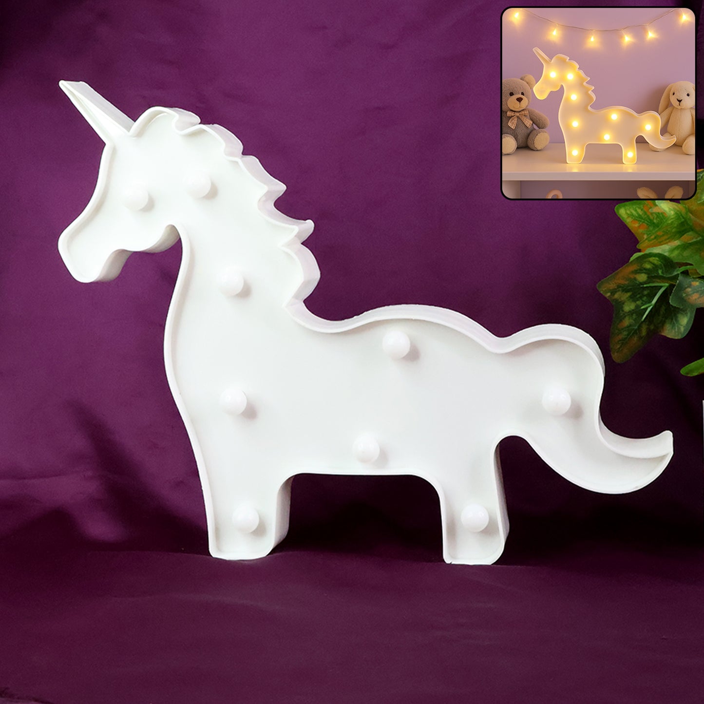 Unicorn Shaped LED Decorative Night Light (1 Pc) - Battery Operated for Kids Room - Happy Price - Image 3