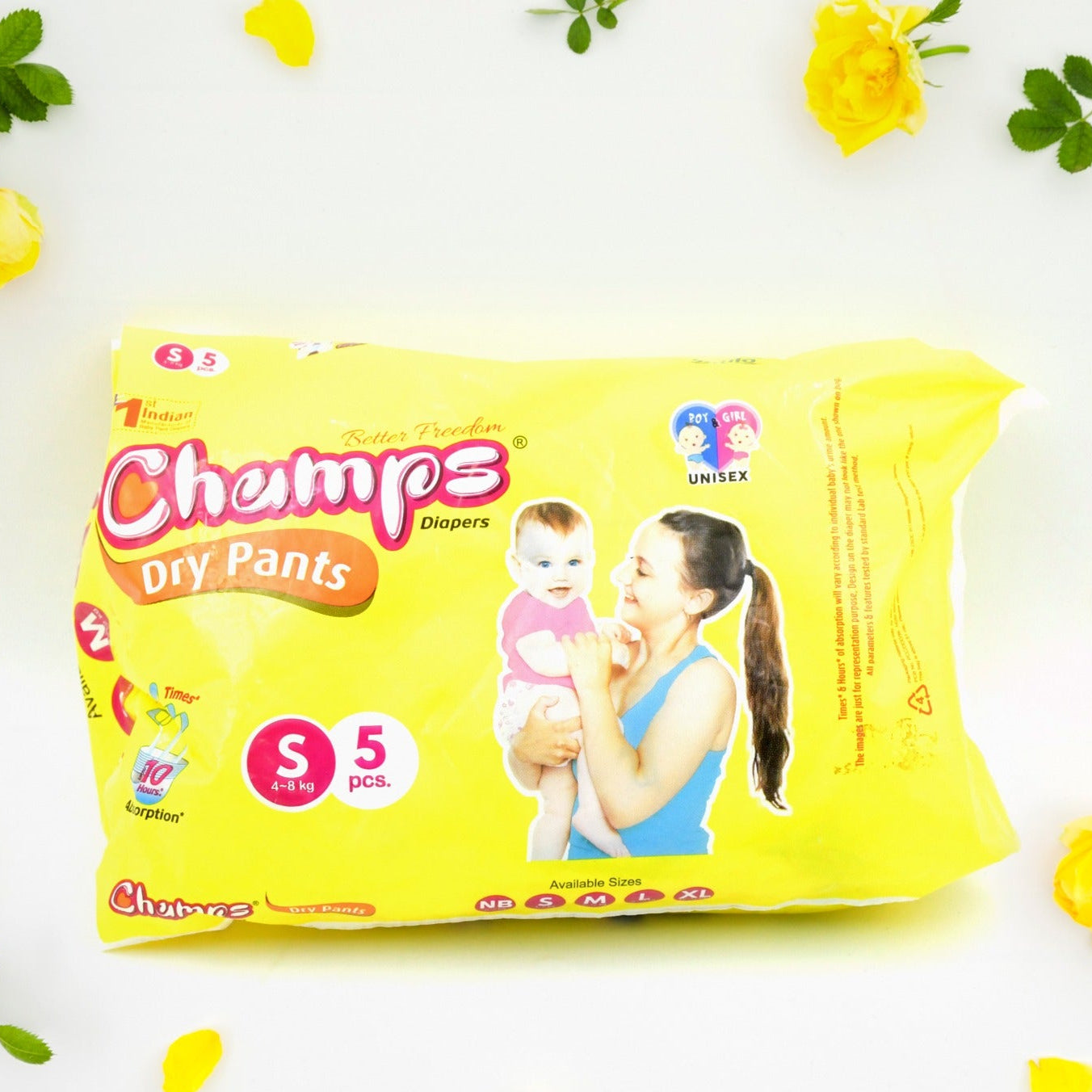 Small  Champs Dry Pants Style Diaper- Small Best For Travel  Absorption Champs Baby Diapers Champs Soft And Dry Baby Diaper Pants (S5 Pcs ) - Happy Price - Image 1