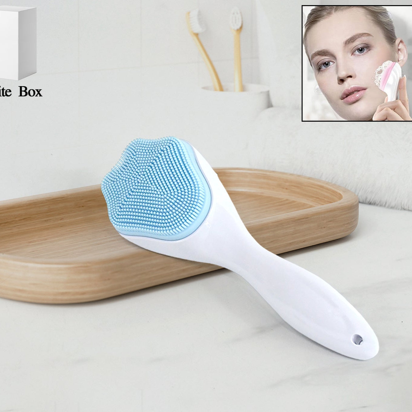 Silicone Face Scrubber Exfoliating Brush Manual Handheld Facial Cleansing Brush (1 Pc) - Happy Price - Image 1