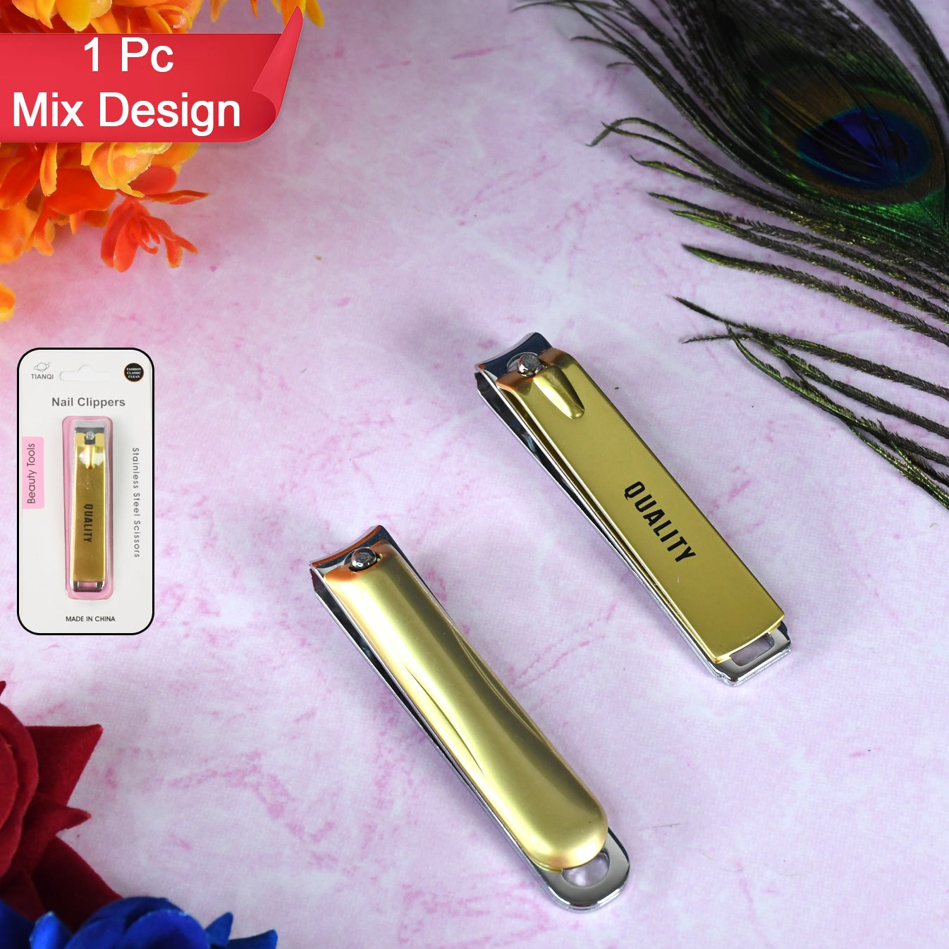 Stainless Steel Folding Nail Clippers with File - 1 Pc - Happy Price - Image 1