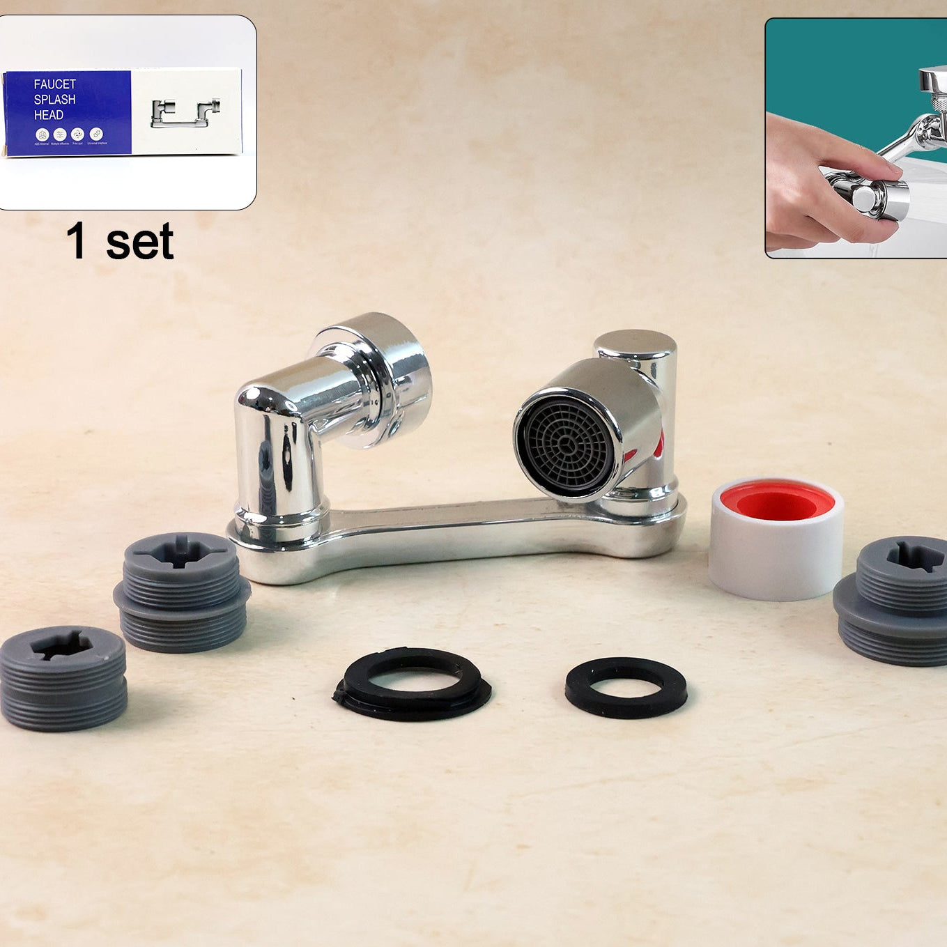 Universal 1080° Rotating Faucet Extender Set - Swivel Aerator with Dual Spray Modes - Happy Price - Image 1