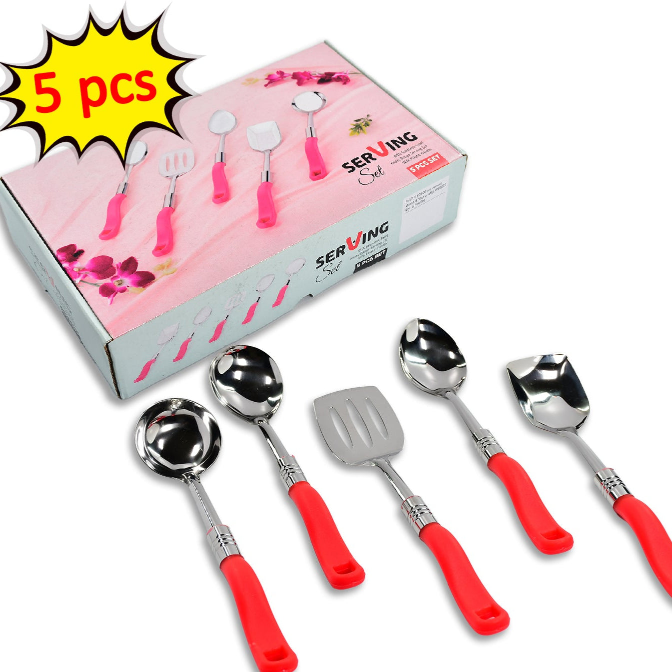 Stainless Steel Serving Spoon Set 5 Pcs. - Happy Price - Image 1