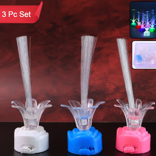Multi-color Led Fiber Optic Flower Night Lamps (Mix Color  3 Pc) - Happy Price - Image 1